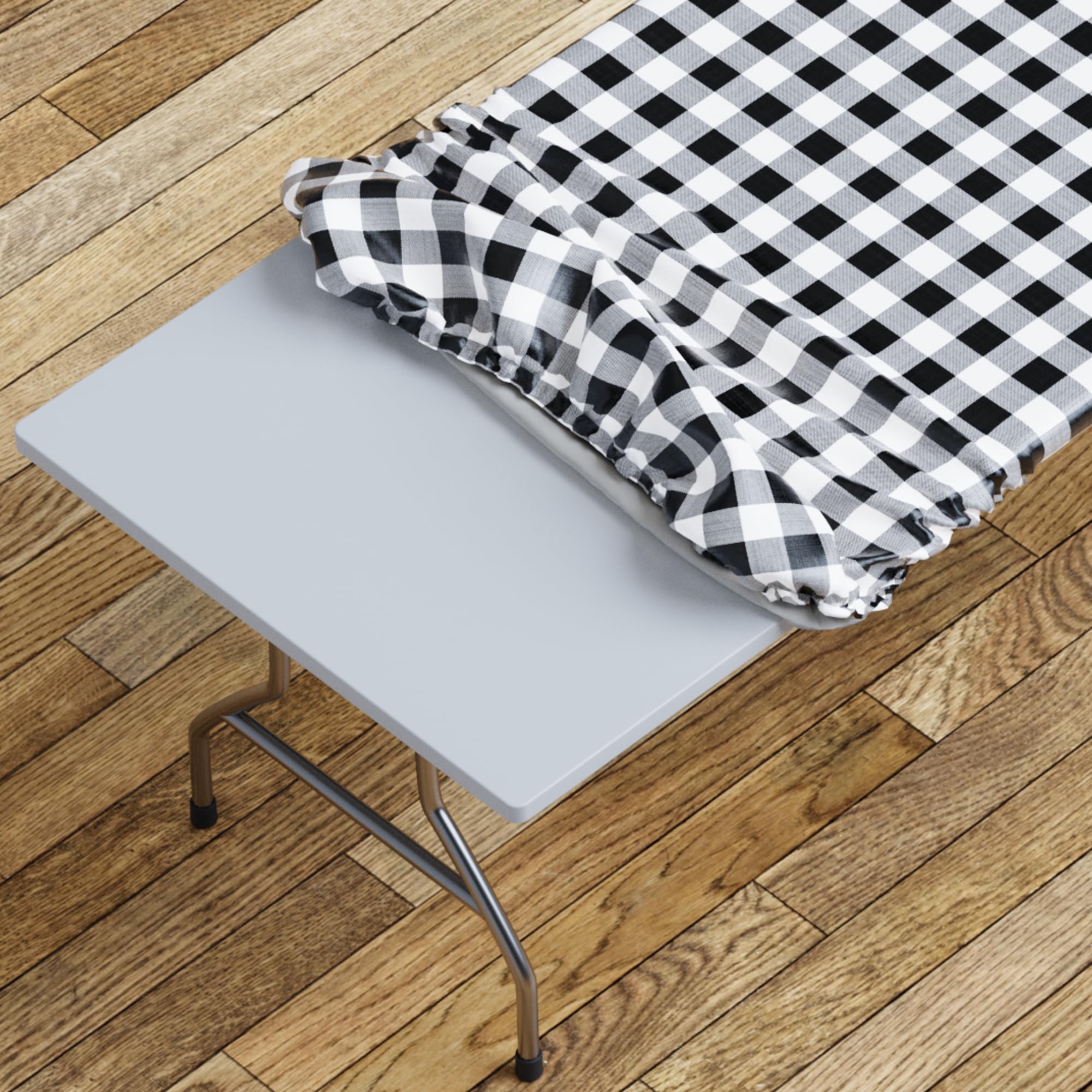Sorfey Tablecloth -Fitted with Elastic, Vinyl with Flannel Back, Fits for Table 60x 30 Rectangle,Water Proof, Easy to Clean, Che