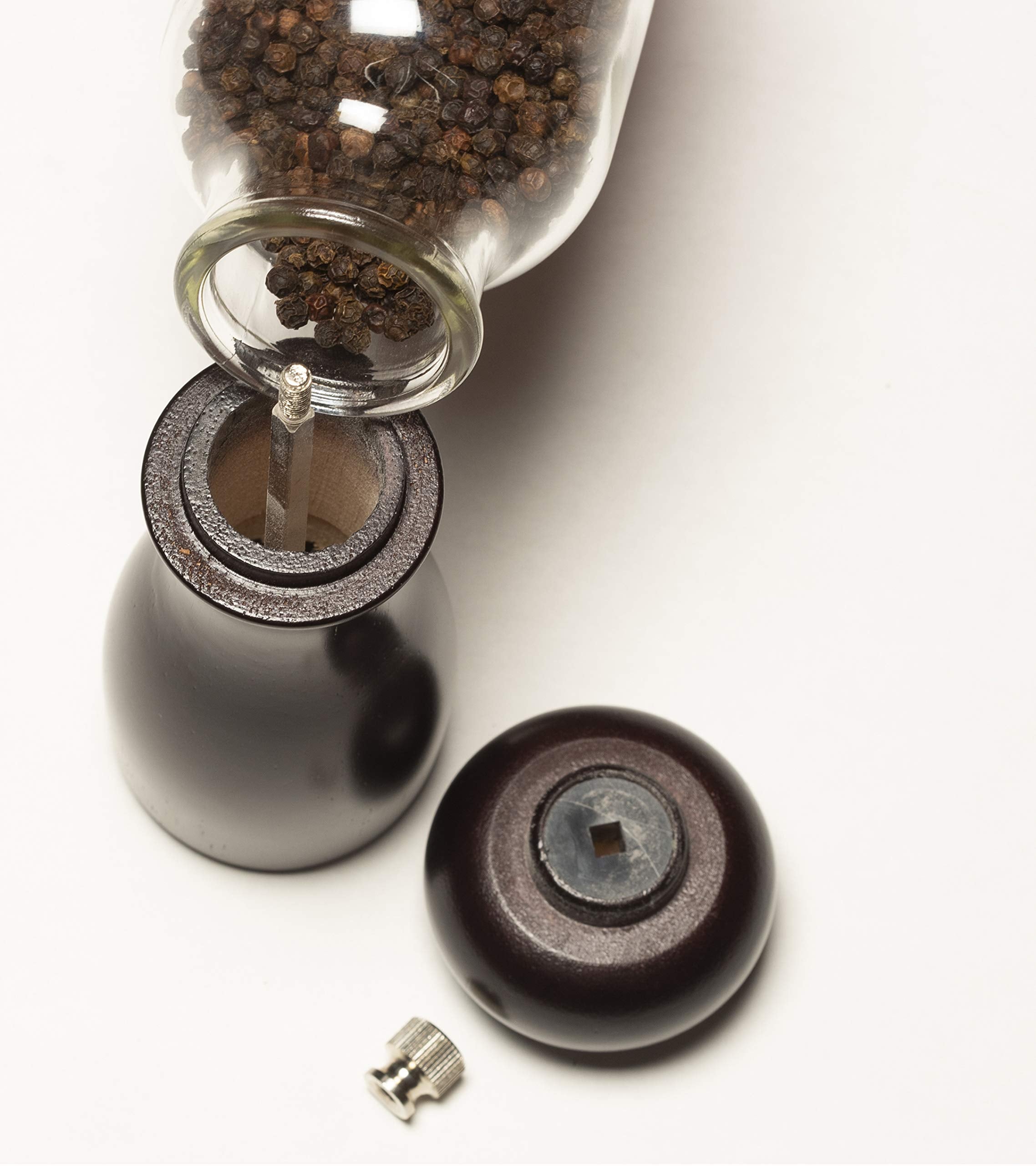 Olde Thompson Since 1944 Caffe Wood Salt & Pepper Mill Set, 6'', Black