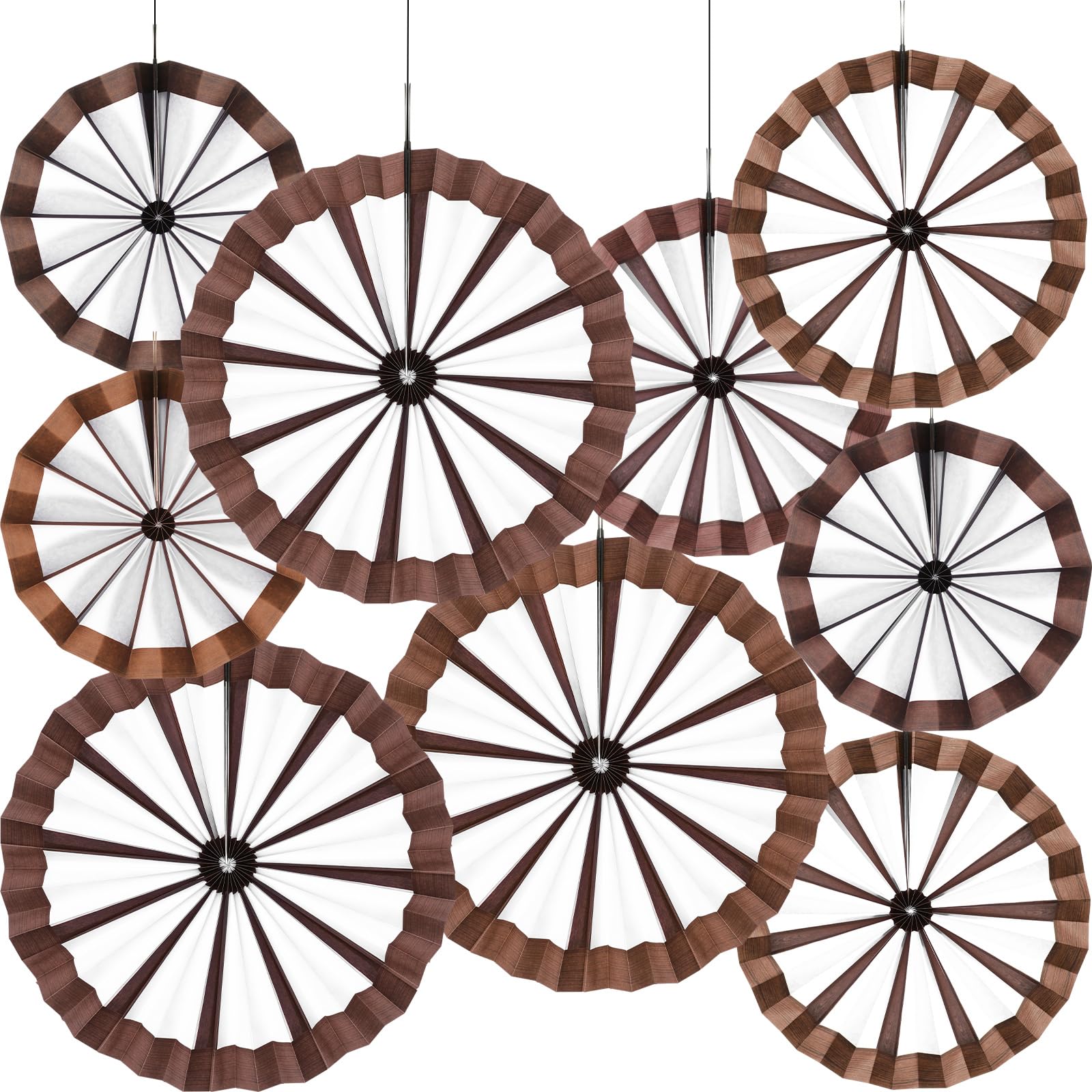 Outus 18 Pcs Western Cowboy Party Decorations Paper Fans Wagon Wheels Straw Hay Bales Hanging Ceiling Wall Decor for Country Wes