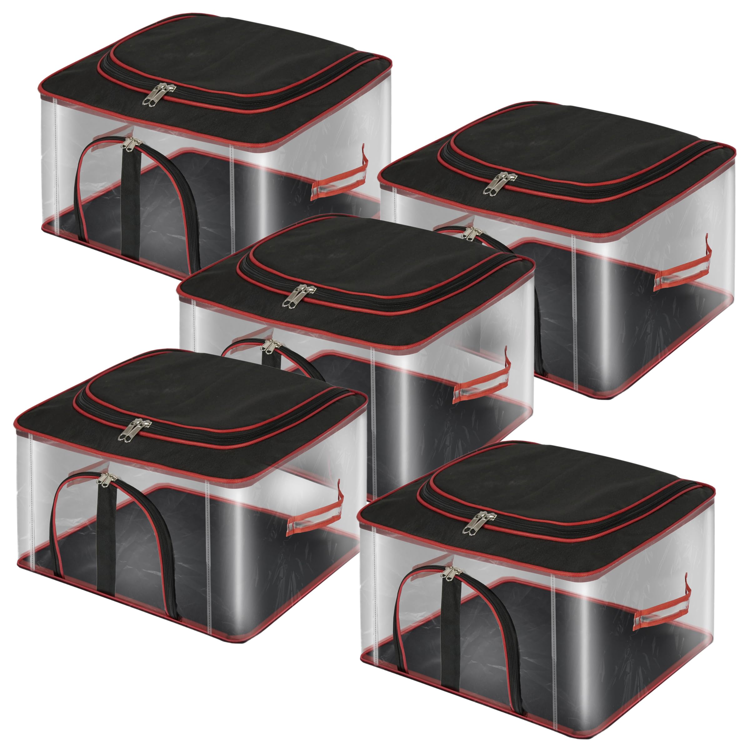 Storite 5 Pack Nylon 33 L Pvc Transparent Clothes Storage Bags/Saree Covers With Zip For Storage Specially Design For Woman Dres