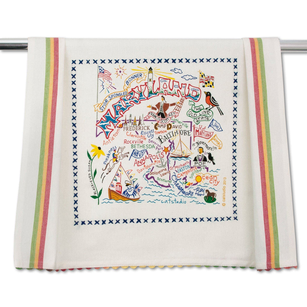 Catstudio Maryland Dish Towel - U.S. State Souvenir Kitchen And Hand Towel With Original Artwork - Perfect Tea Towel For Marylan