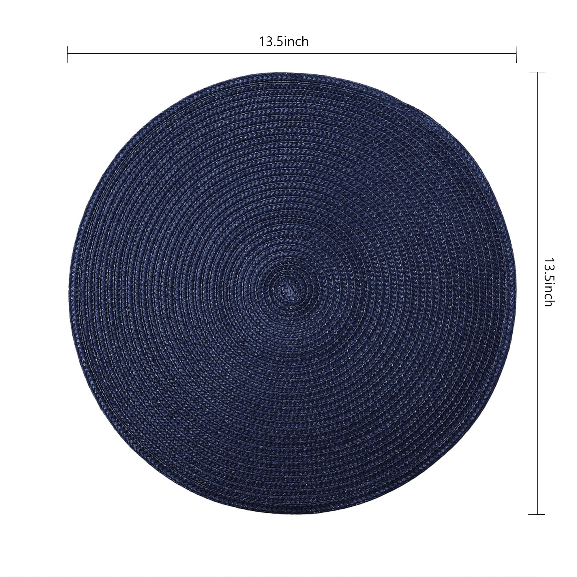 Round Placemats, Crossweave Heat Resistant Woven Round Place Mats Diameter 13.5 Inch For Kitchen Table Set Of 6 (Nautical Blue)