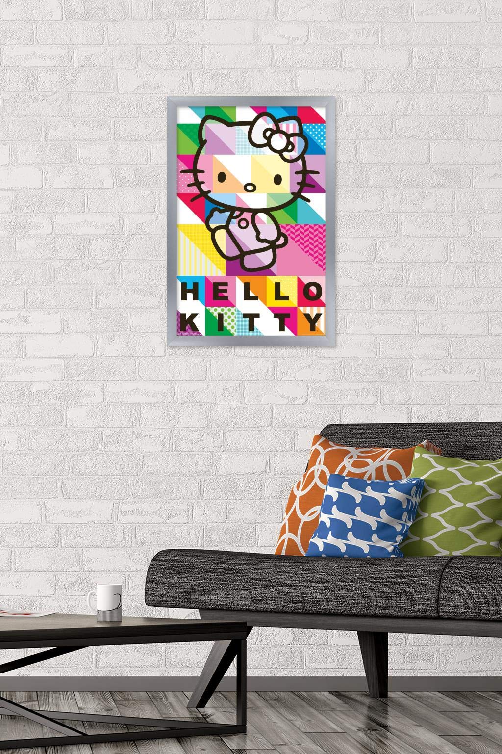 Trends International Hello Kitty - Patterns Wall Poster, 14.725'' X 22.375'', Silver Framed Version