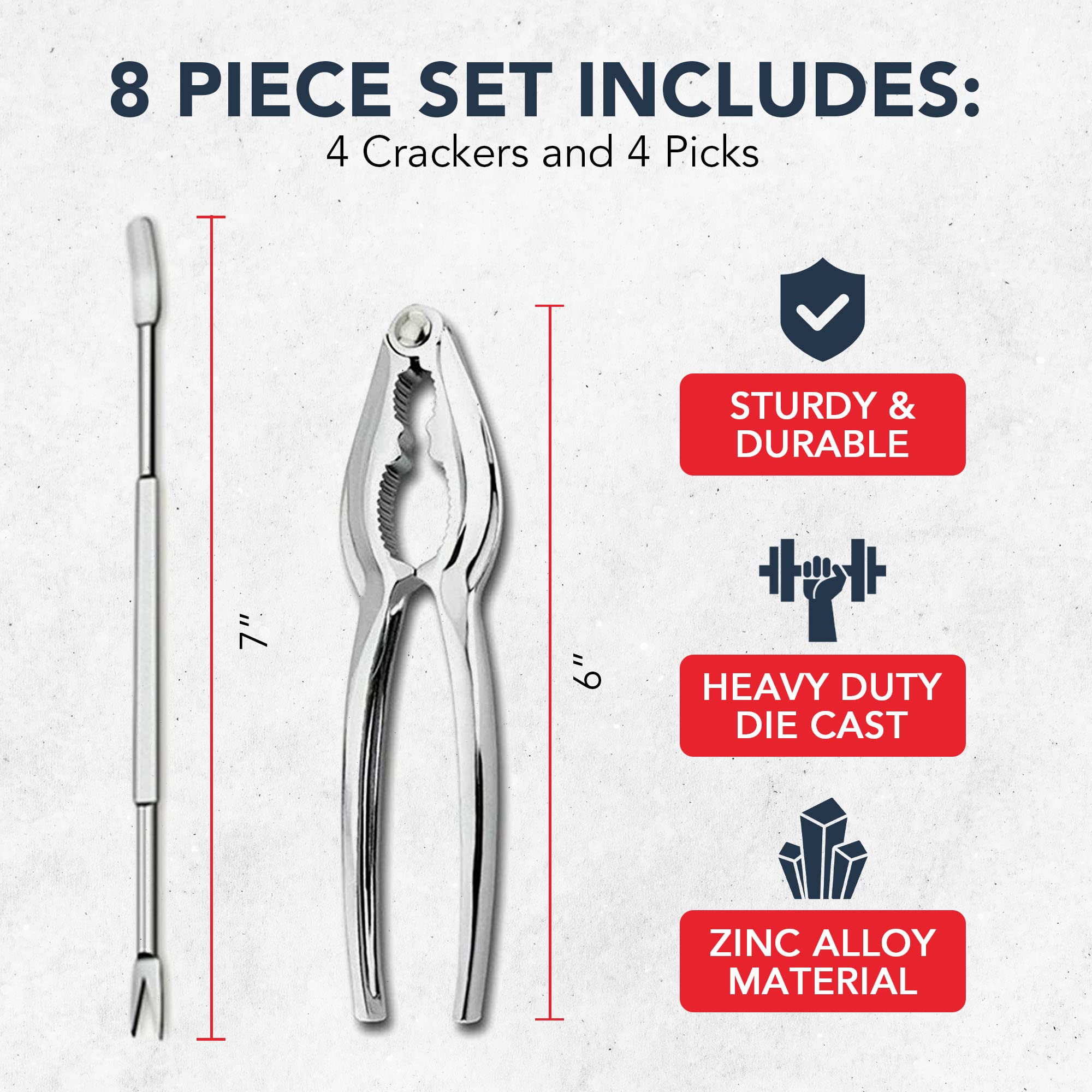 Crab Leg Crackers And Picks, Set Of 4 Easy-To-Use Lobster Crackers & Stainless Steel Lobster Picks, Crab Crackers And Tools, Sea