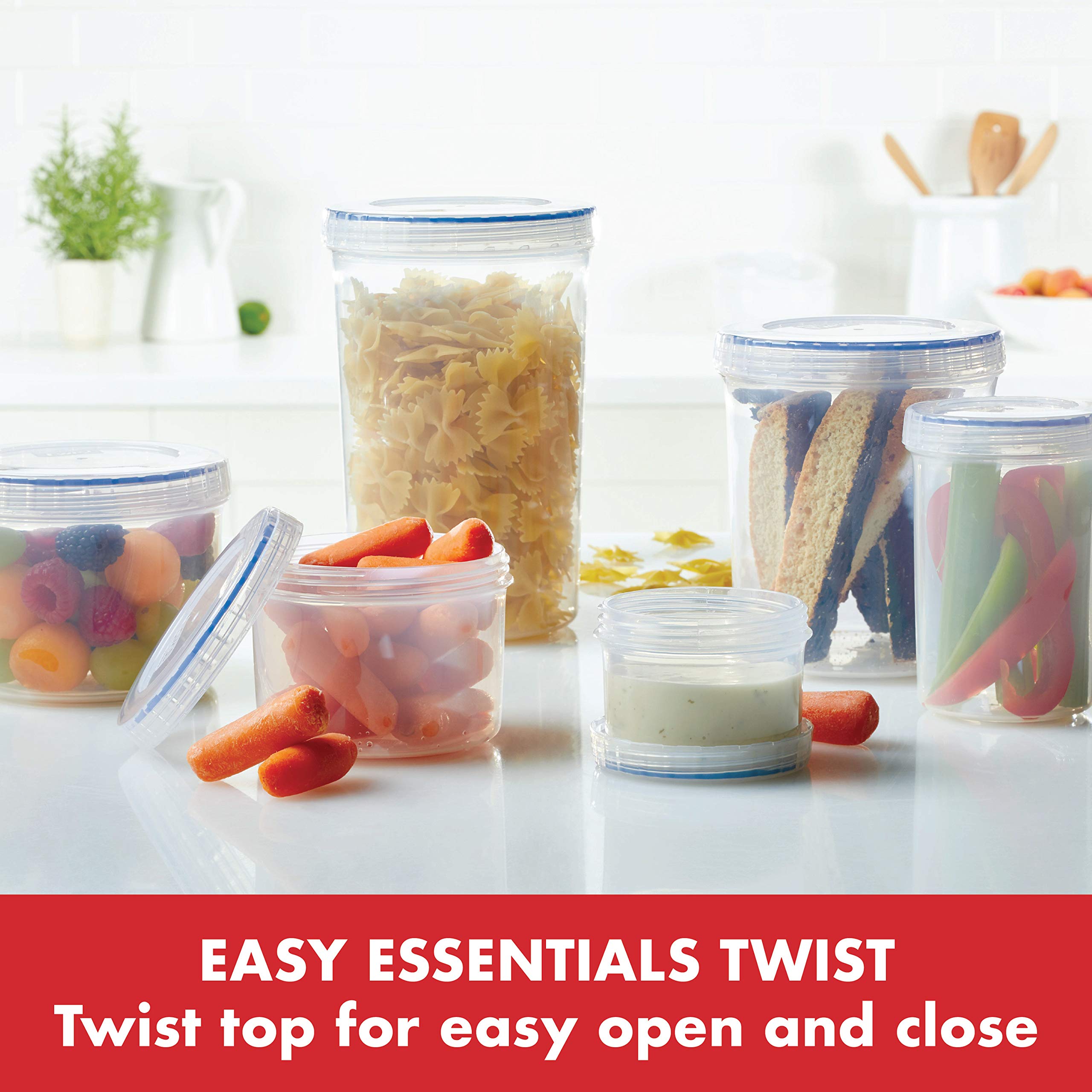 Lock & Lock Easy Essentials Twist Food Storage Lids/Airtight Containers, Bpa Free, Short-22 Oz-For Fruits, Clear