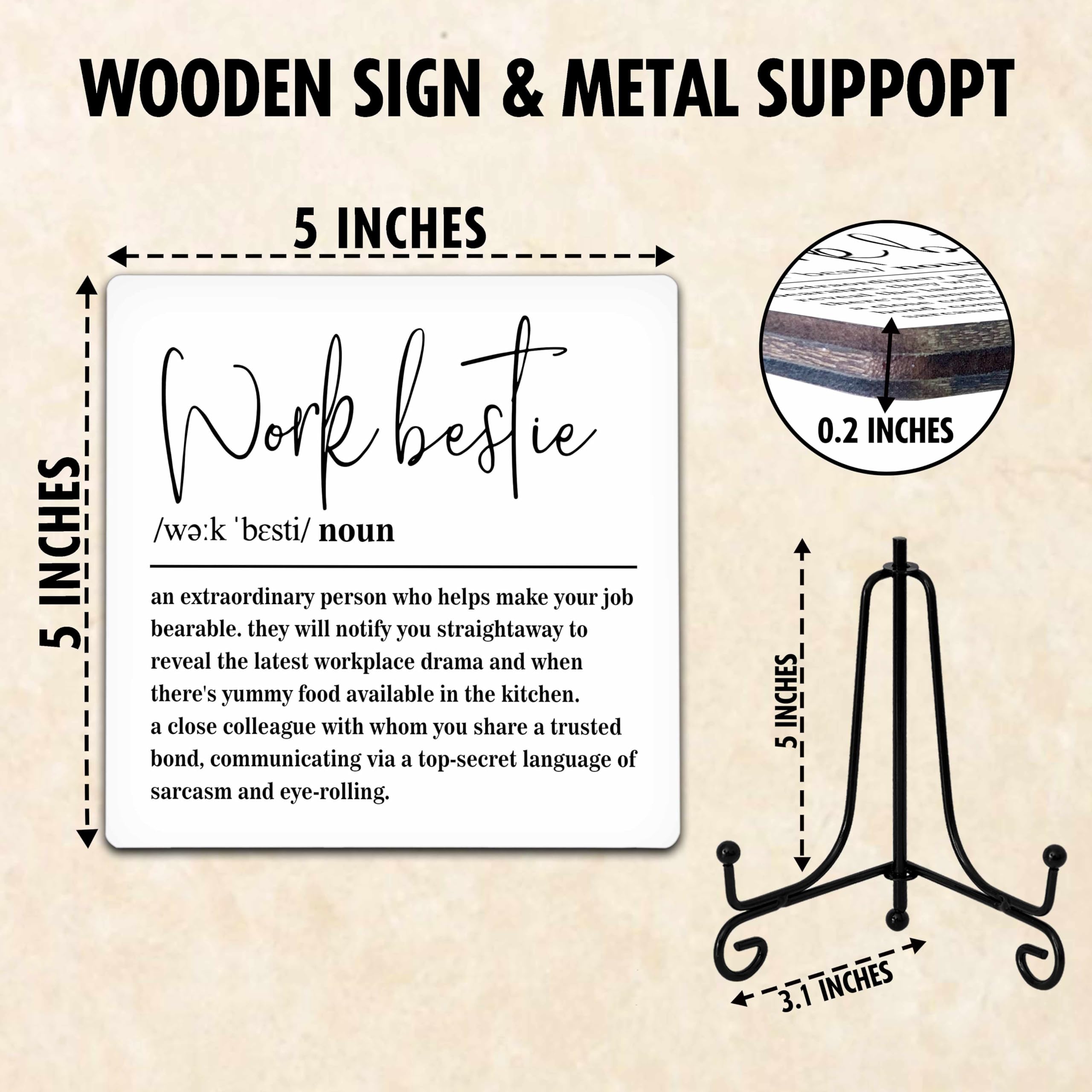 Wooden Table Sign Gift Work Bestie Definition Desk Decor Wood Plaque With Stand Friendship Gift Ideas for Boss Women Best Mom Co