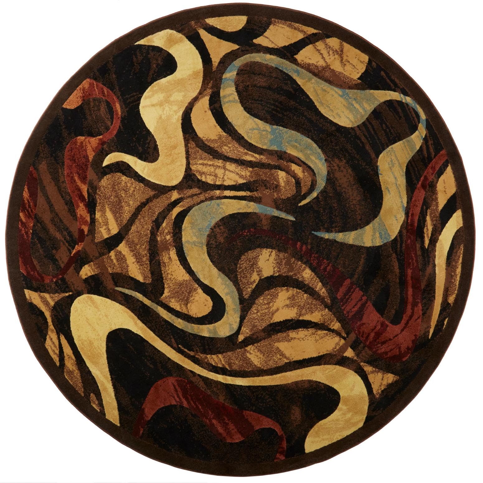 Home Dynamix Catalina Picasso Contemporary Abstract Area Rug, 52 Round, Black/Brown