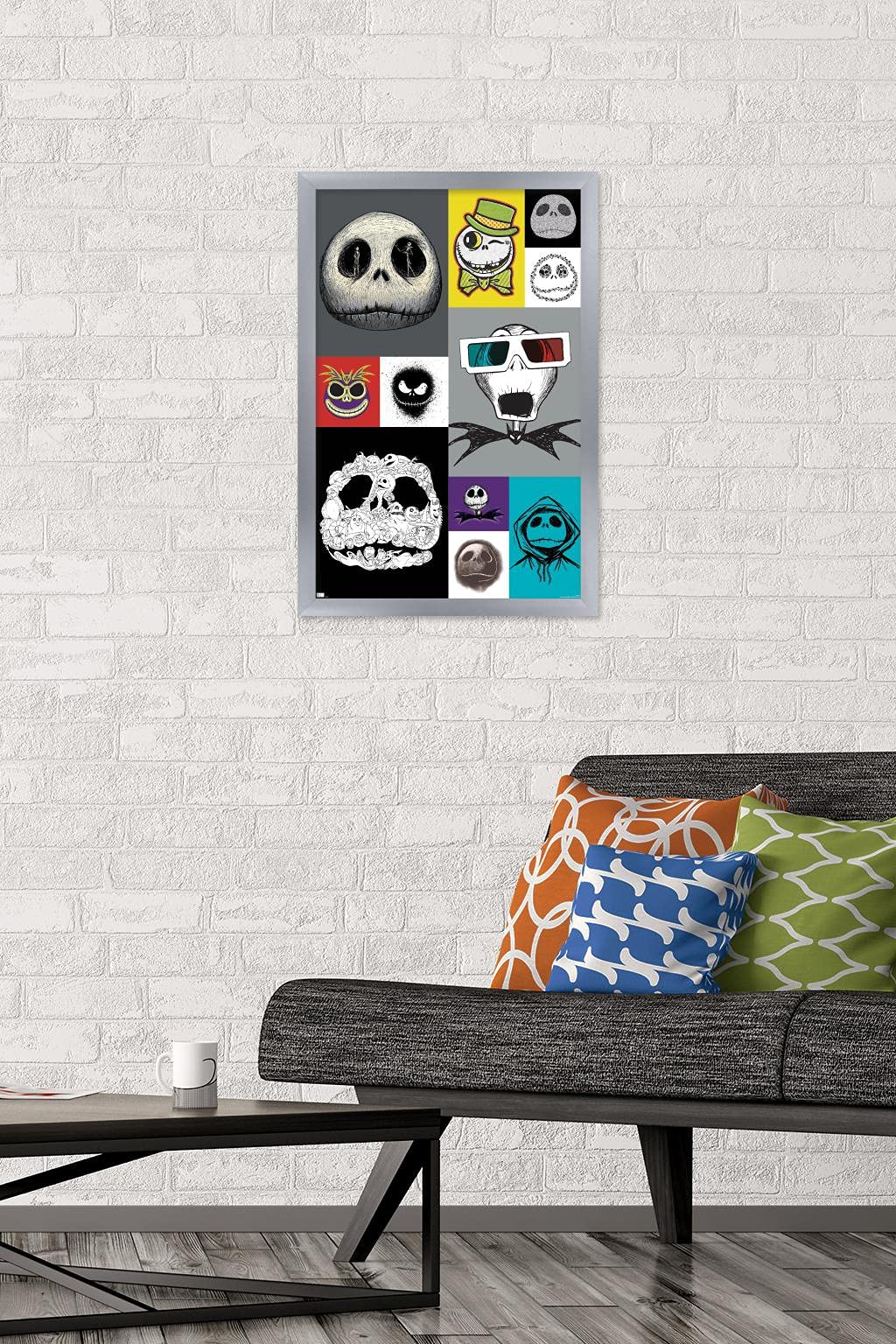 Trends International Disney Tim Burton'S The Nightmare Before Christmas - Jack Grid Wall Poster, 14.72'' X 22.37'', Silver Frame