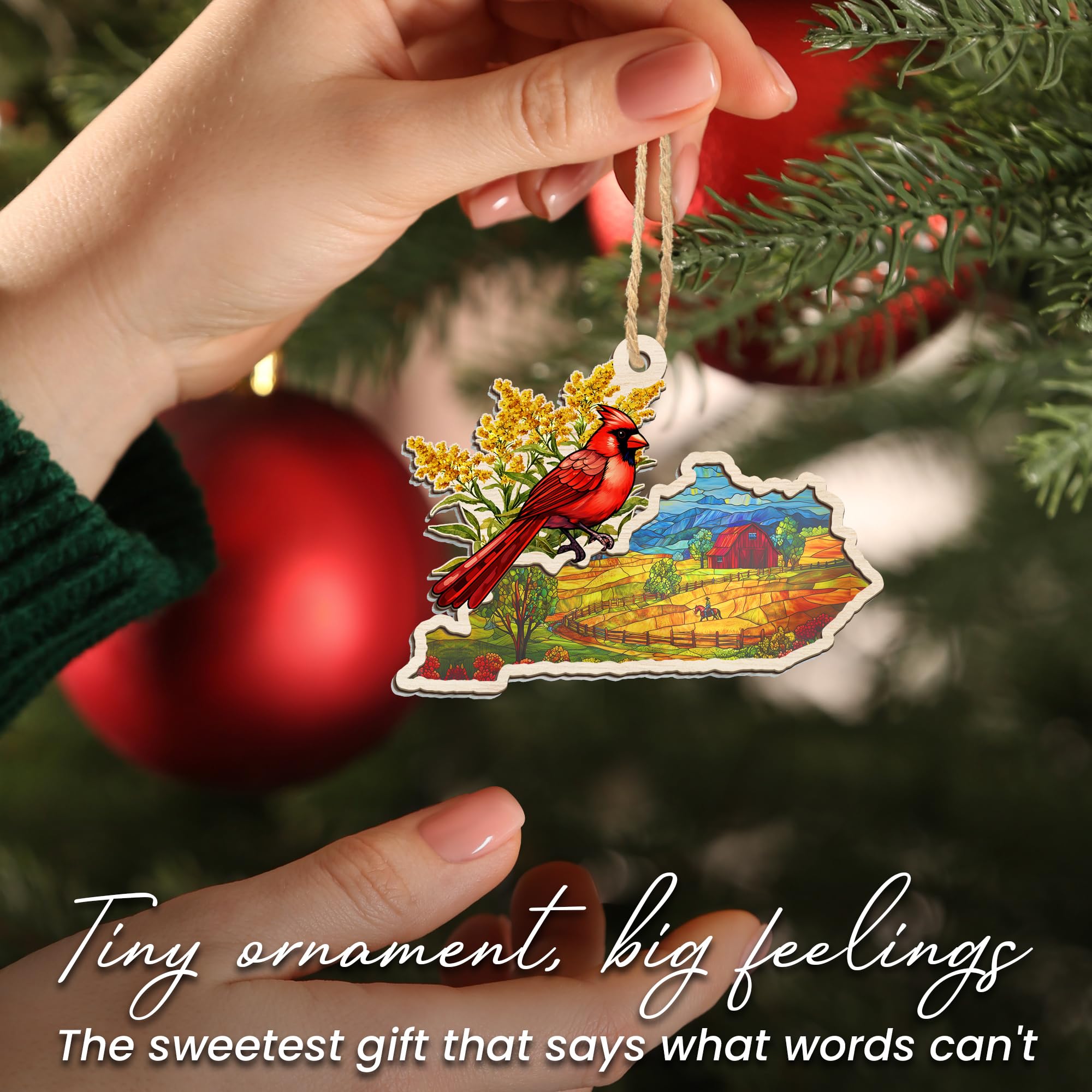 FLAGWIX Christmas Kentucky Gifts for Women Men - Suncatcher Ornaments 2025 for Xmas Decorations - Kentucky Ornament Christmas De