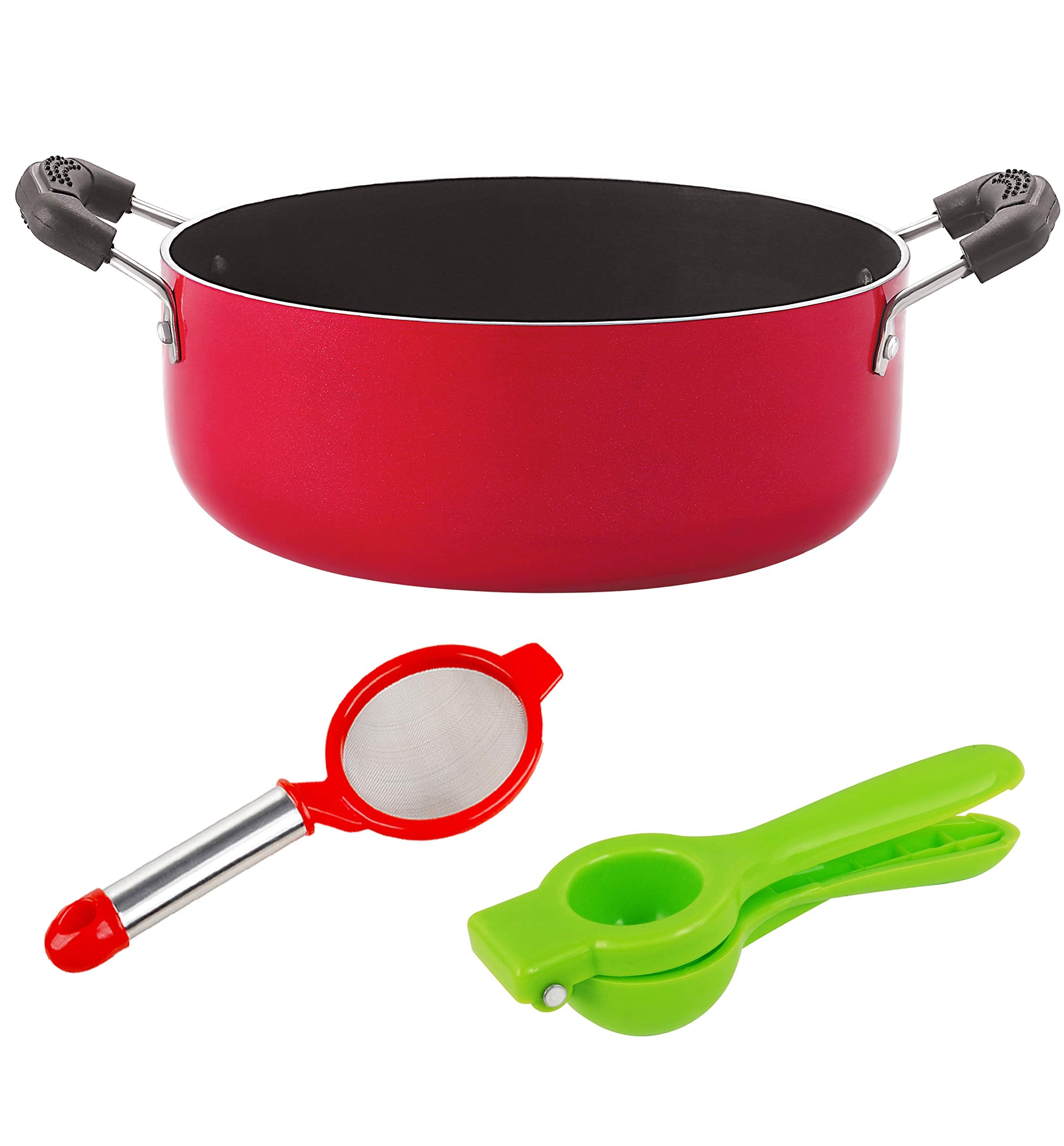 Nirlon NonStick Gas Comaptible Odor Free 3 Piece Kitchenware Combo Item Set