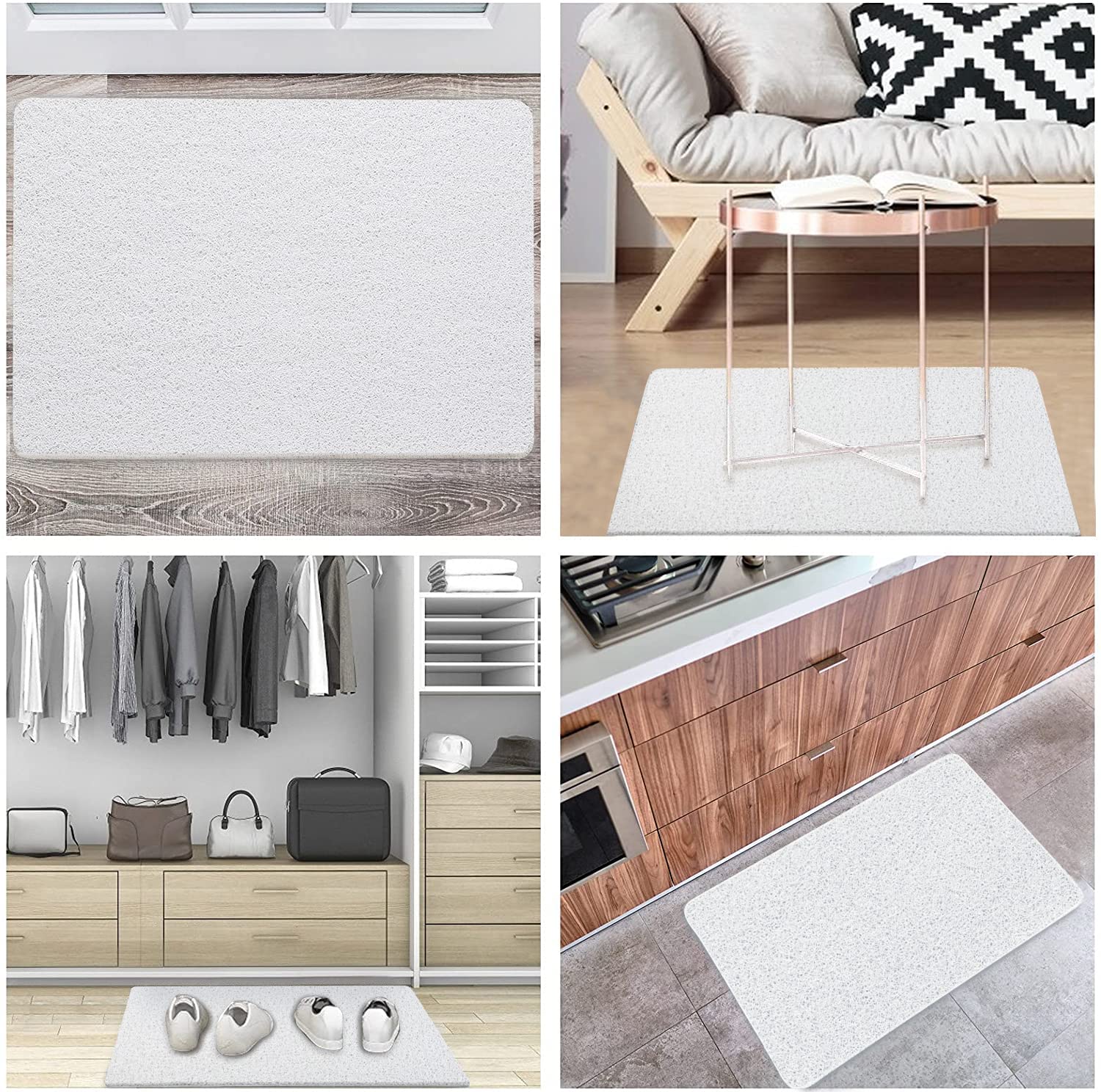 Shower Mats Non Slip, 23.6  34.6 Inch, Bath Mat For Shower, Loofah Mats For Shower And Bathroom, Quick Drying, White
