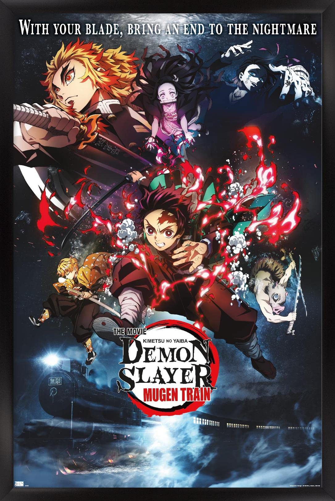 Trends International Demon Slayer: Mugen Train - Collage One Sheet Wall Poster, 22.375'' X 34'', Black Framed Version