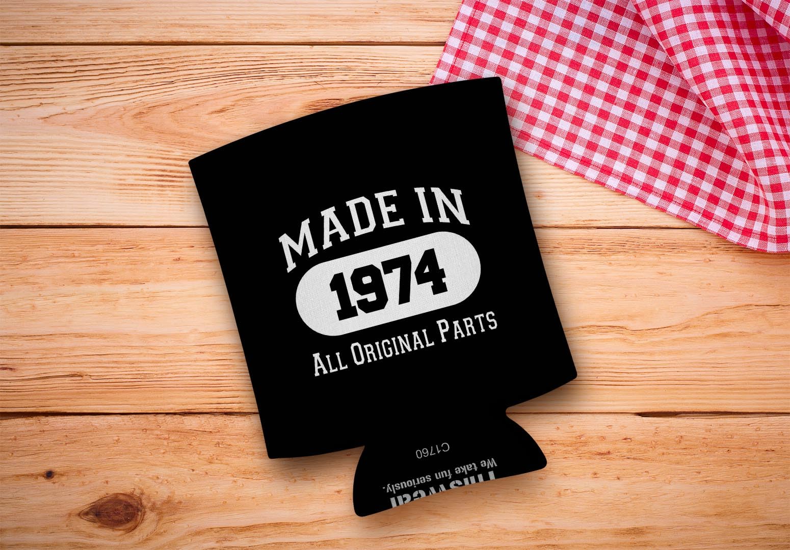 50Th Birthday Gifts For Women Made In 1974 Original Parts 2-Pack Can Drink Thermocoolers Black