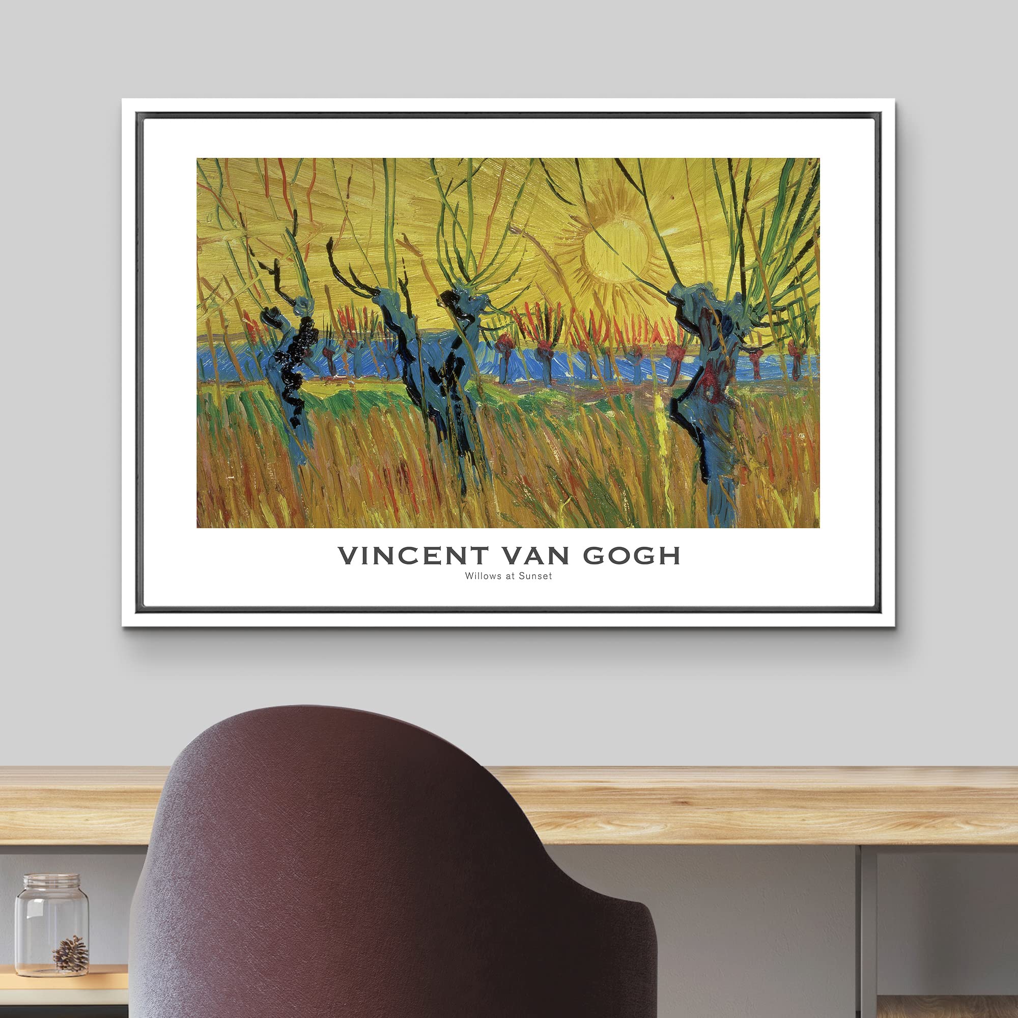 Wall26 Framed Canvas Print Wall Art Willows At Sunset By Vincent Van Gogh Nature Historic Illustrations Impressionism Fine Art S