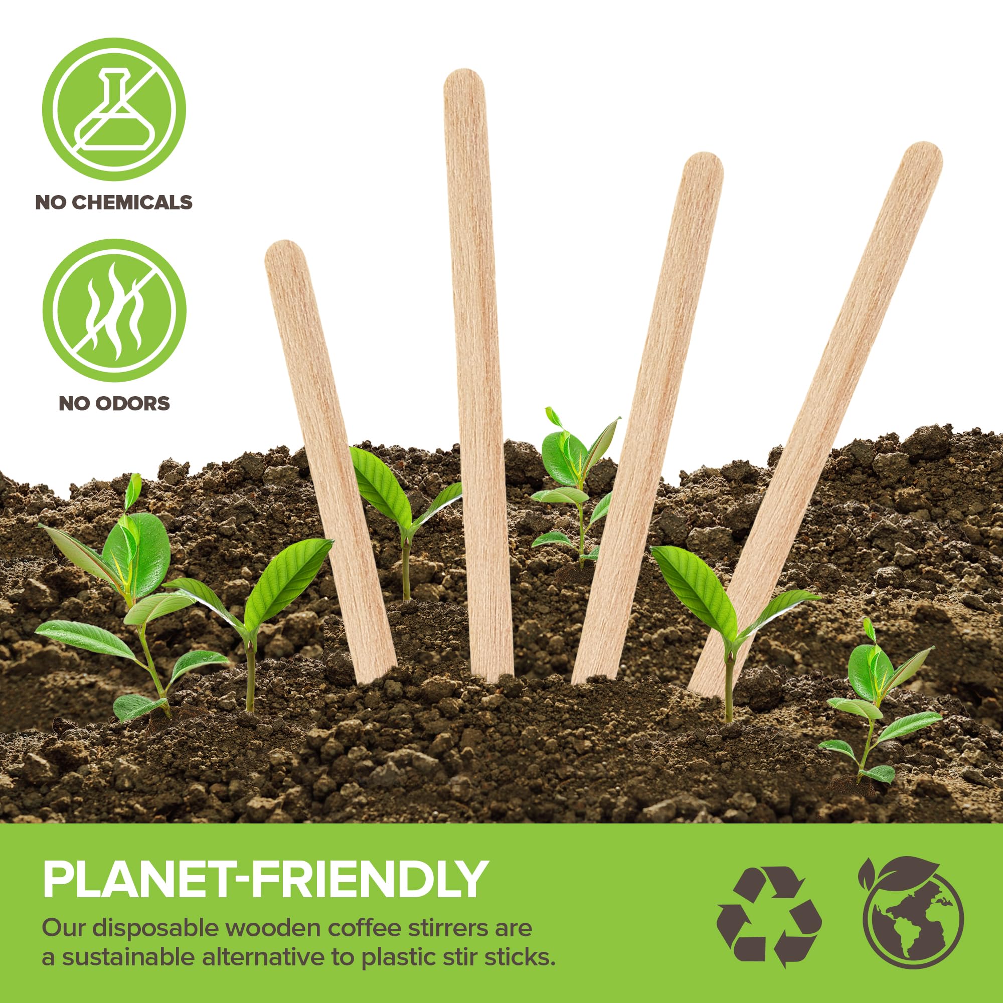 1000 Count Wooden Coffee Stir Sticks, Bulk Wood Stirrers For Coffee And Tea, Disposable Drink Stirrers For Hot Drinks, 7.5 Inch