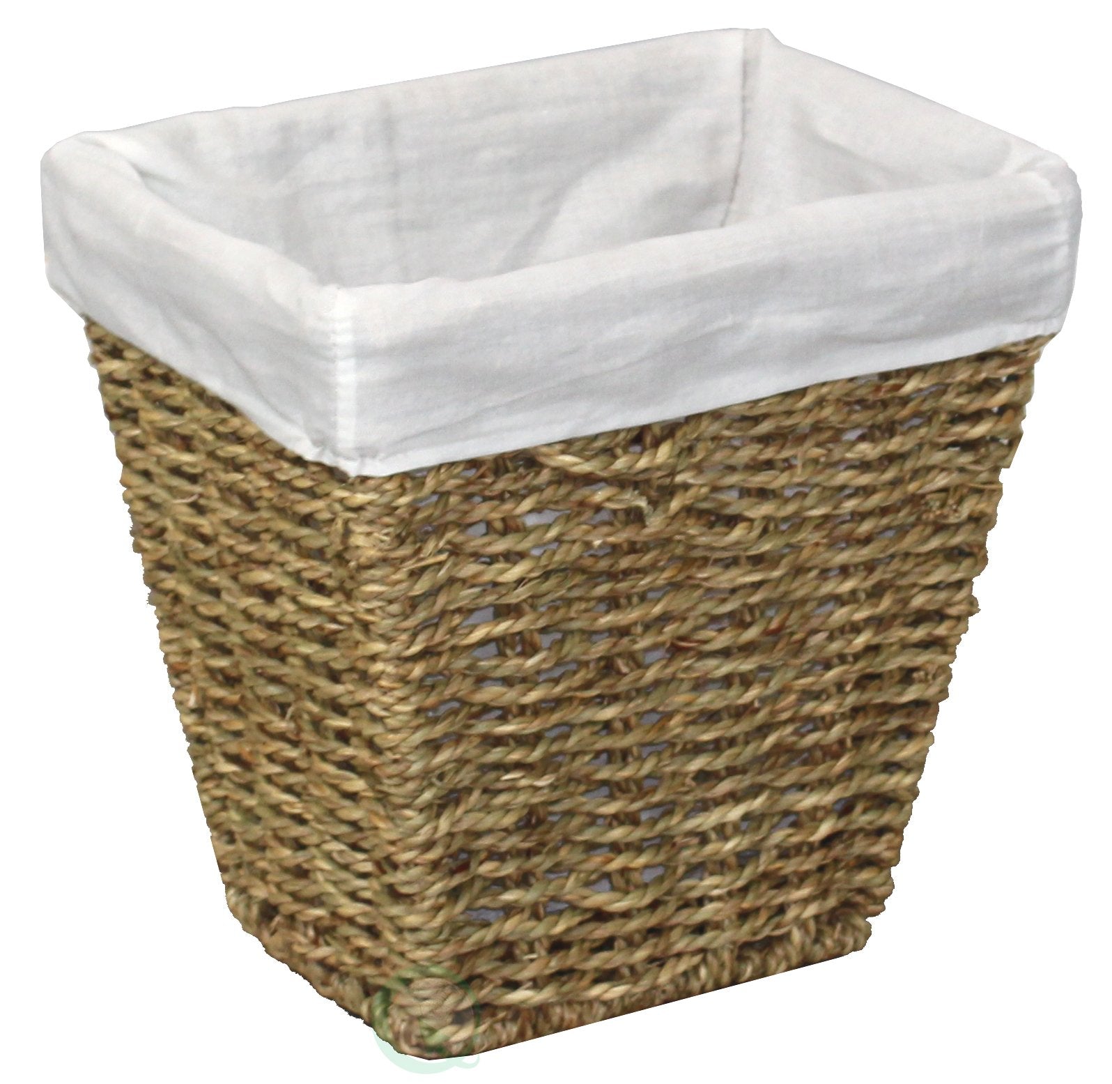 Uniquewise(Tm) Woven Seagrass Small Waste Bin Lined With White Washable Lining
