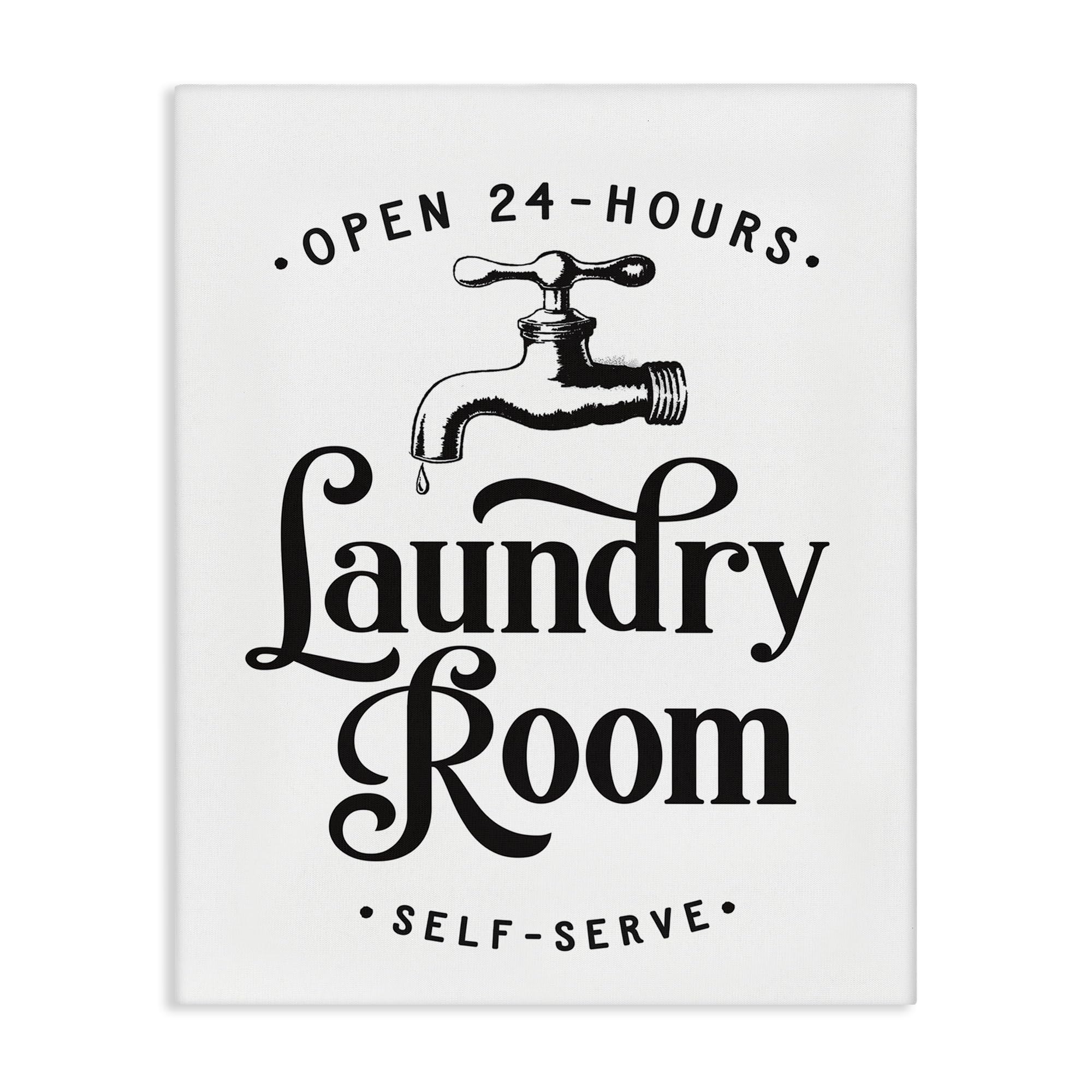 Stupell Industries Self-Serve Laundry Room Sign Vintage Faucette Drip, Canvas Art, 36 x 48 Inches, Easy to Hang and Sturdy, Ma