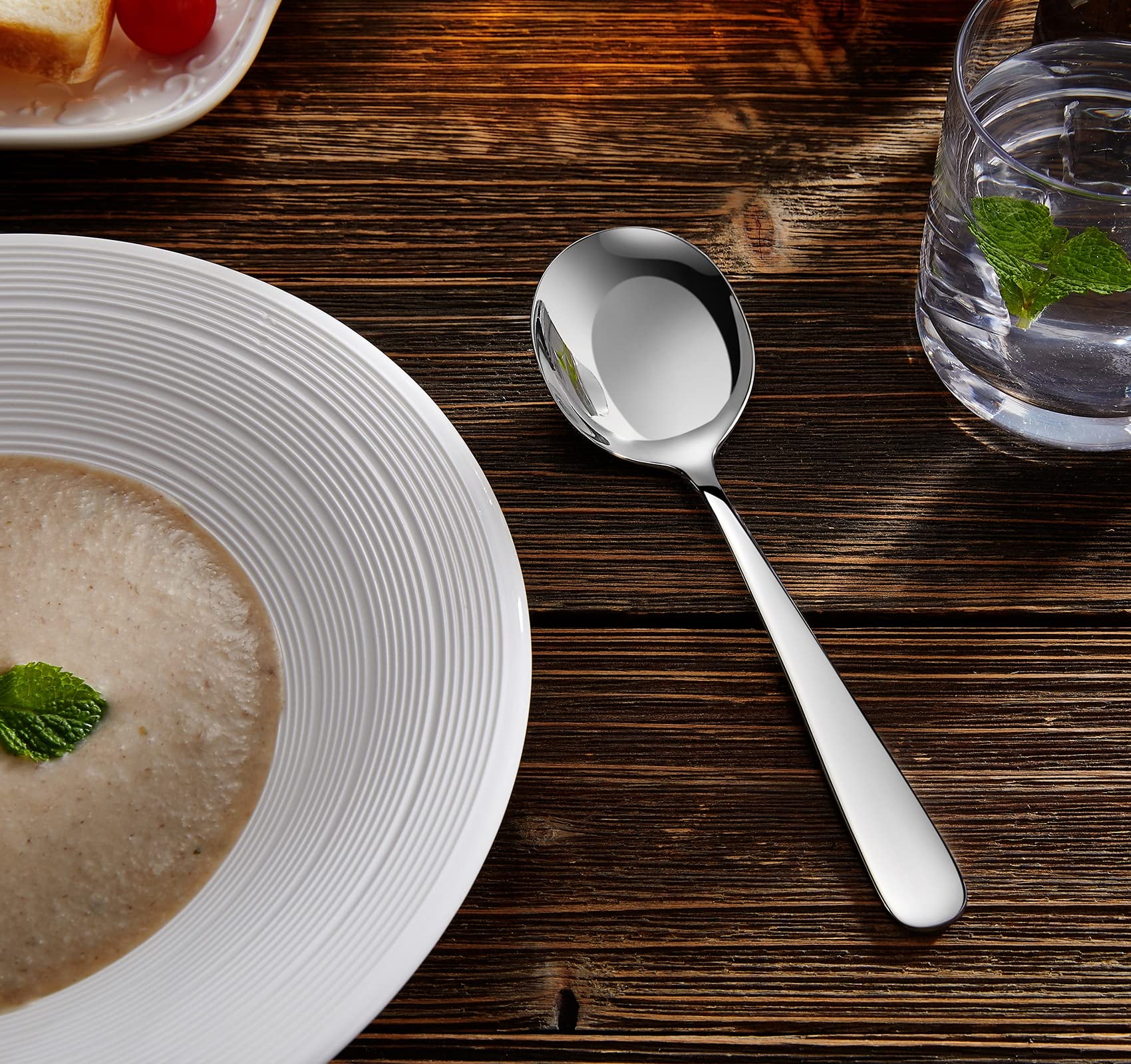 Keawell Premium 7'' Louise Soup Spoons, 18/10 Stainless Steel, Dishwasher Safe (4)