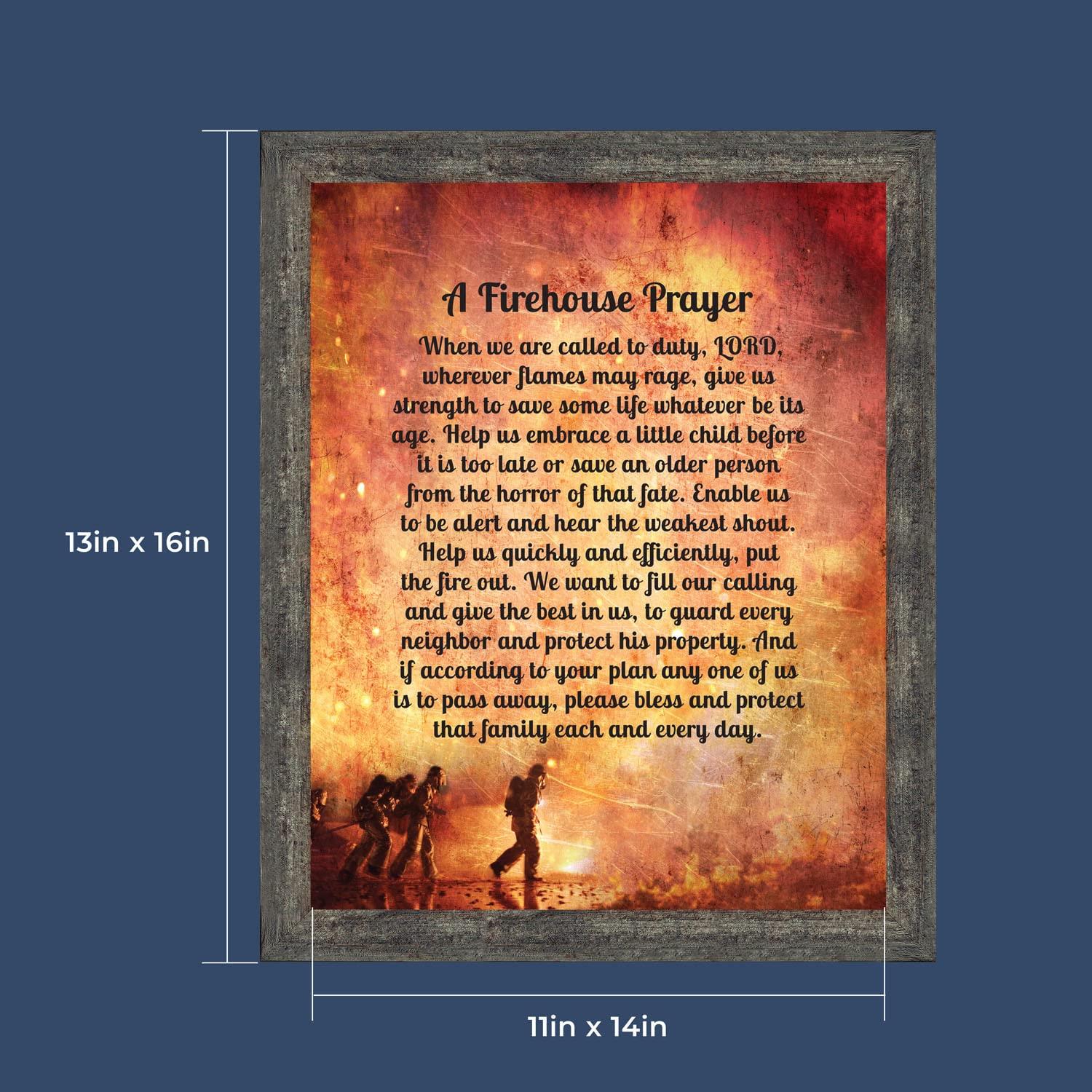 Crossroads Home D  Cor Firemans Prayer Picture Frame, Firefighter Decor, Firefighter Graduation Present, 2107Bw