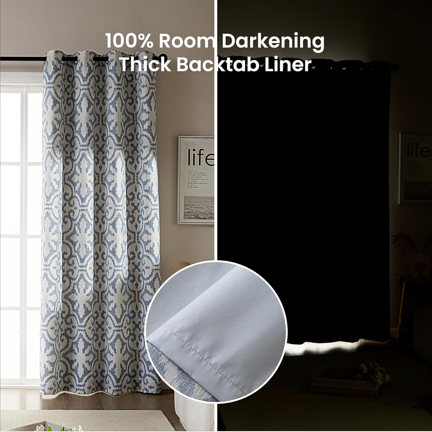 Jacquard Washble Thermal Blackout Curtains for Living Room & Bedroom