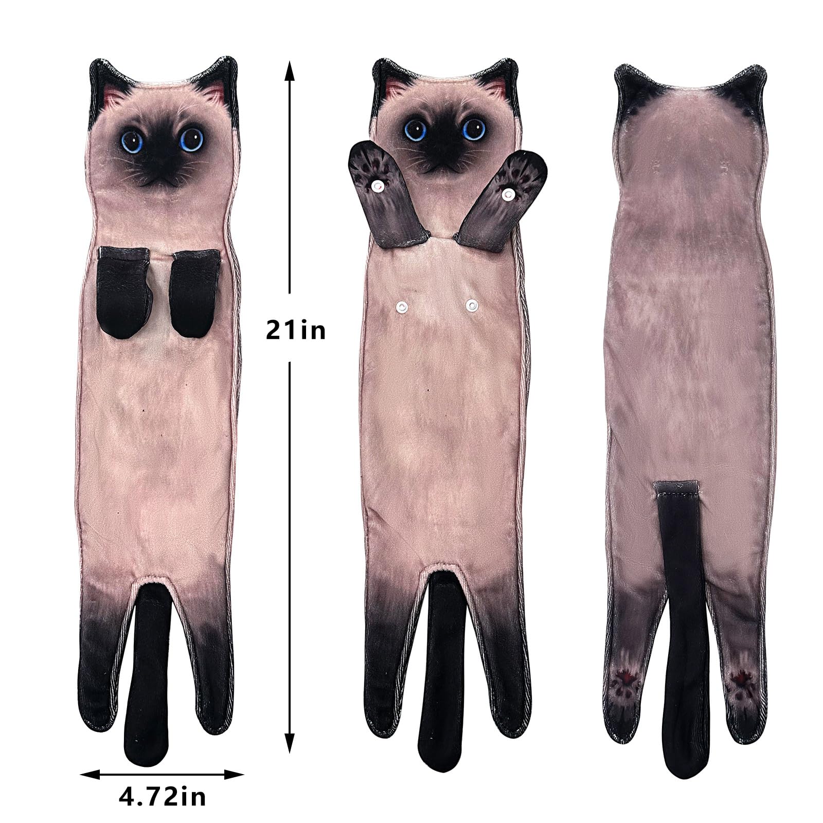 PAT JUUMG Cat Funny Hand Towels for Bathroom Kitchen Decorative Cat Towel  Cat Decor Hanging Face Towels Super Absorbent Soft  New Home Housewarming  for Cat Lovers/for Women(Siamese Cat)