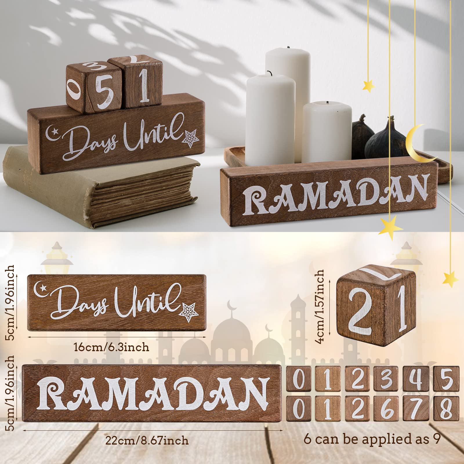 Amyhill 4 Pcs Ramadan Calendar Block Set Ramadan Advent Countdown Eid Calendar Countdown Calendar Ramadan Table Decor Ramadan Wo