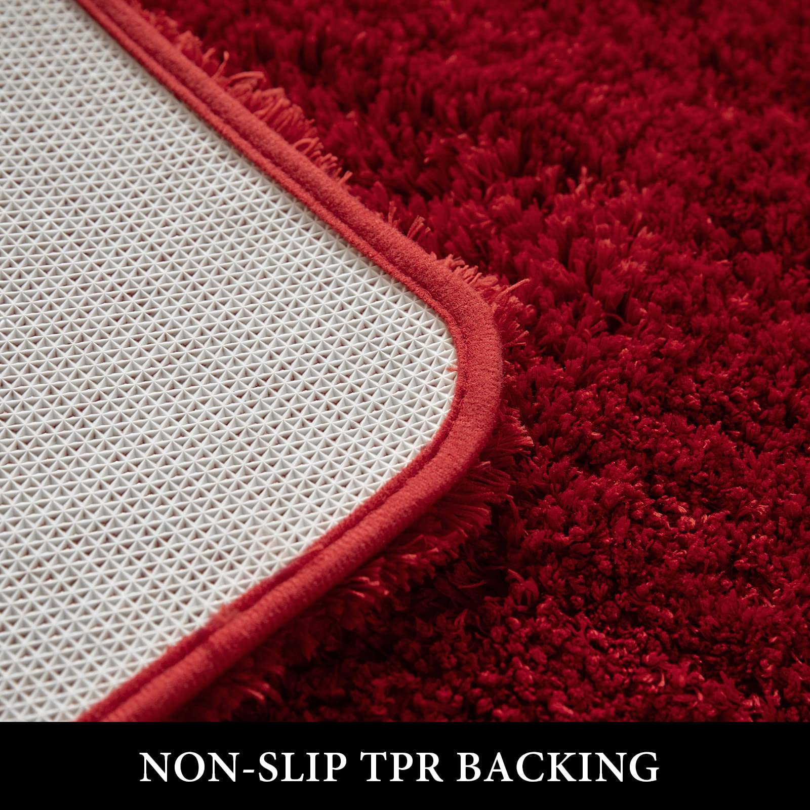 Miulee Red Set Of 2 Non Slip Shaggy Bathroom Rugs Extra Thick Soft Bath Mats Plush Microfiber Absorbent Water For Tub Shower Mac