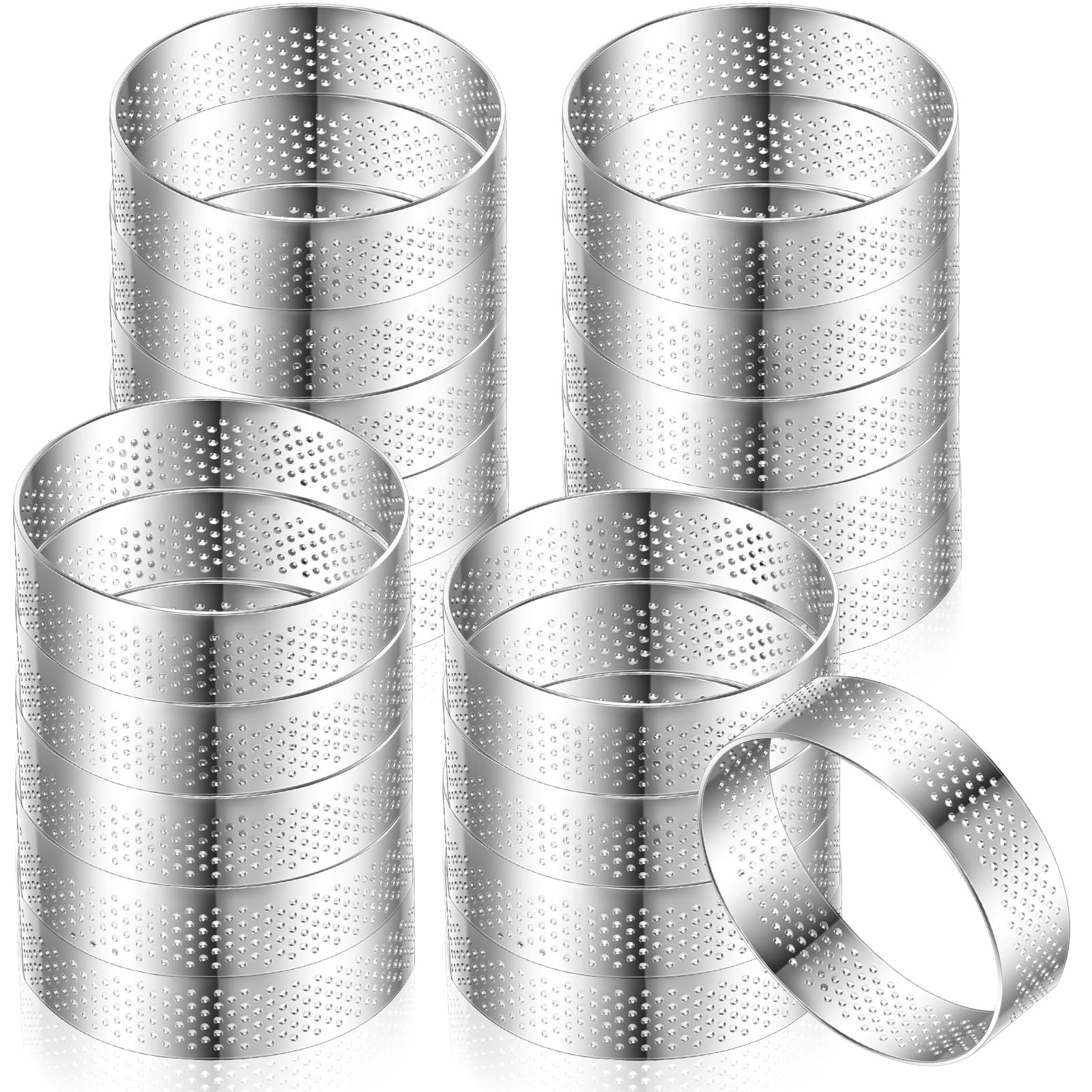 Mumufy 4 Perforated Tart Ring Stainless Steel Mousse Cake Ring