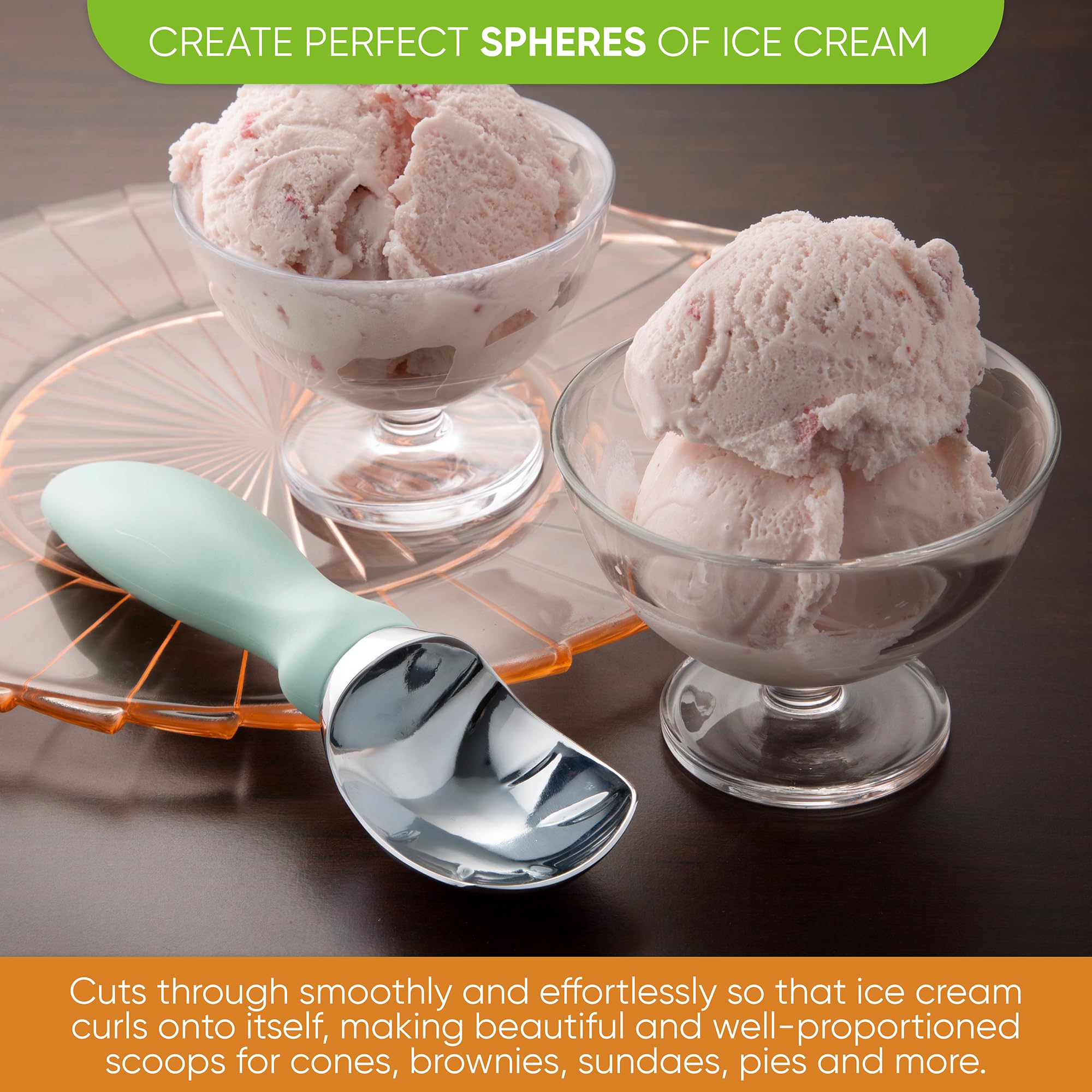 Spring Chef Heavy Duty Ice Cream Scoop With Comfortable Handle, Professional Metal Ice Cream Spoon, Dishwasher Safe Kitchen Tool