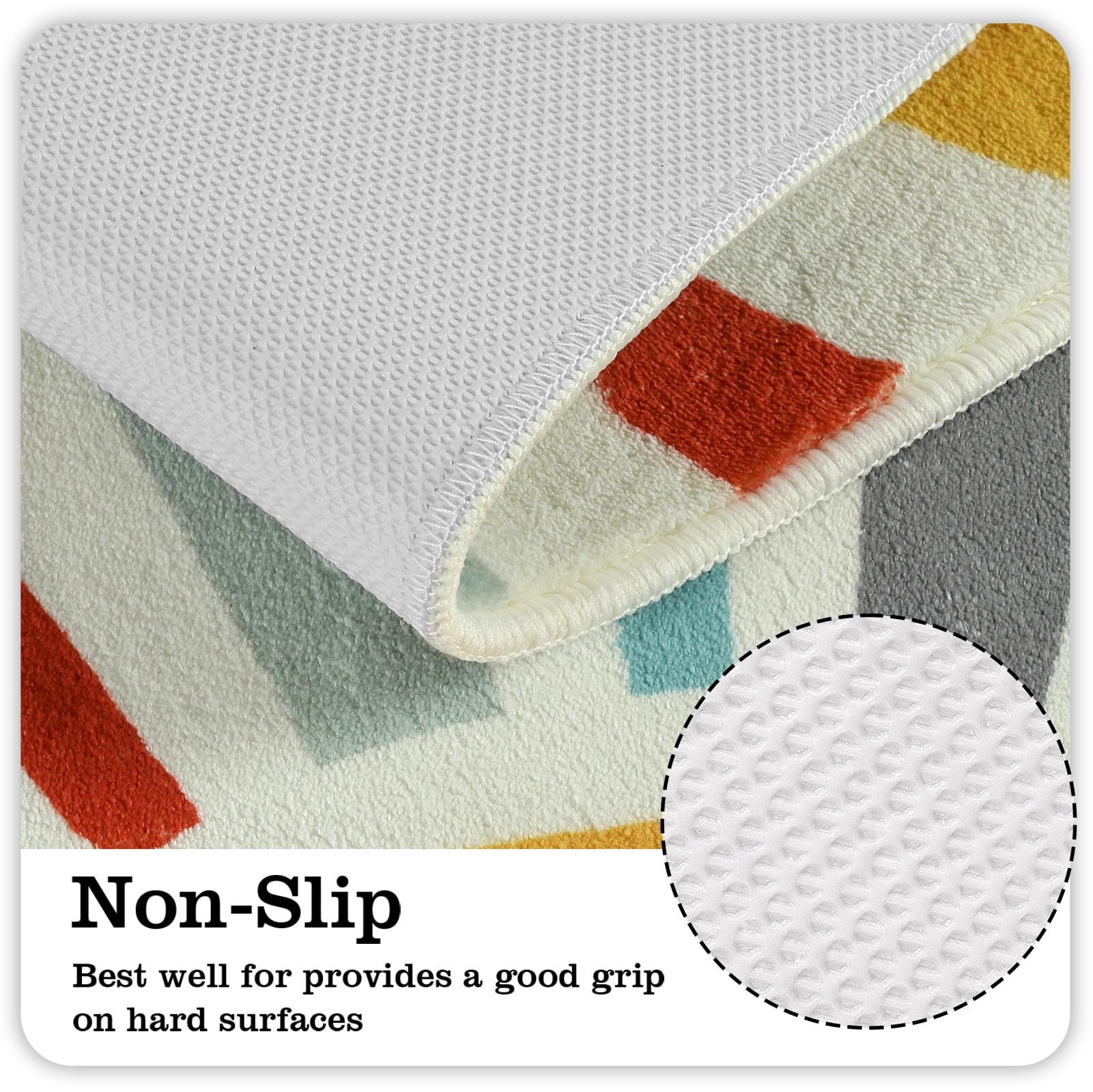 Uphome Boho Bath Mat Set Modern Colorful Sun Bathroom Rug Sets 2 Piece Non-Slip Soft Cute Long Bathroom Rugs Machine Washable Bl