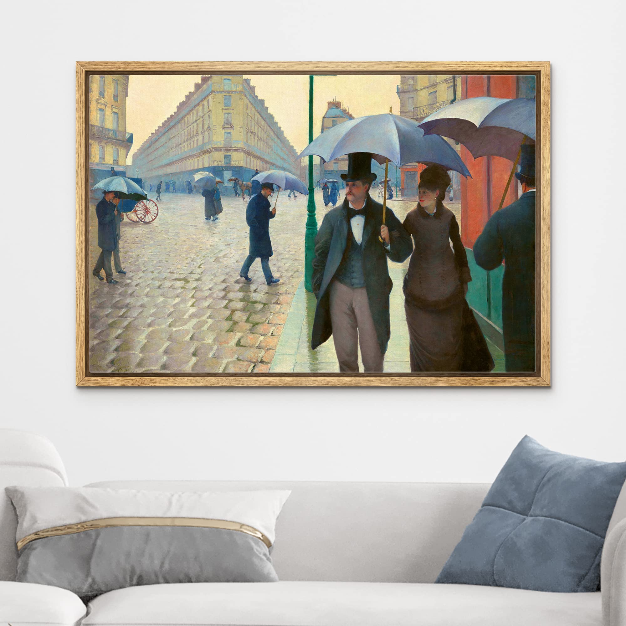 Wall26 Framed Framed Canvas Print Wall Art Rainy Day By Gustave Caillebotte Nature Wilderness Illustrations Fine Art Traditional