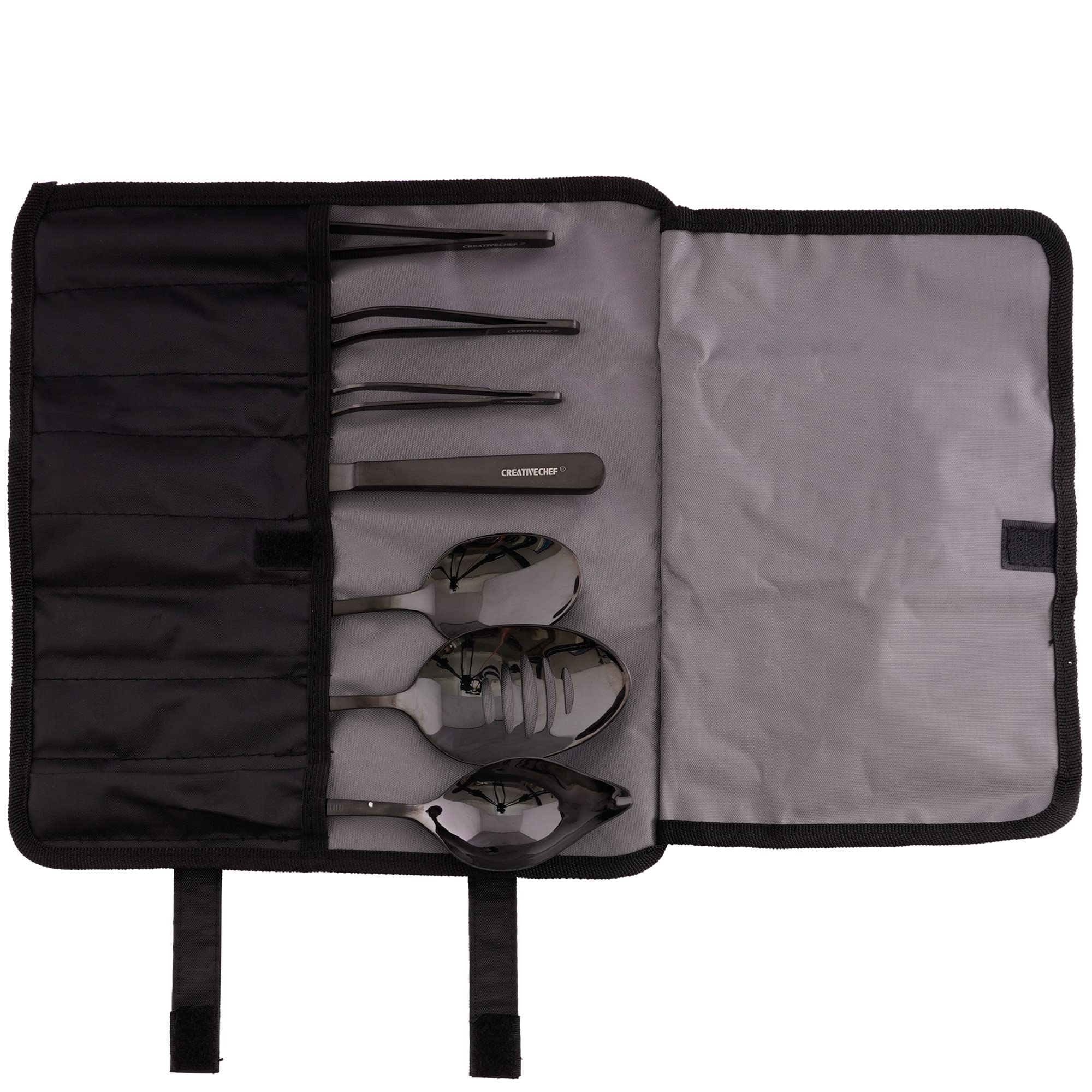 Creativechef 7 Pcs Plating Tools Culinary Set Contains Kitchen Tweezers Spatula Sauce Plating Spoon(Black)