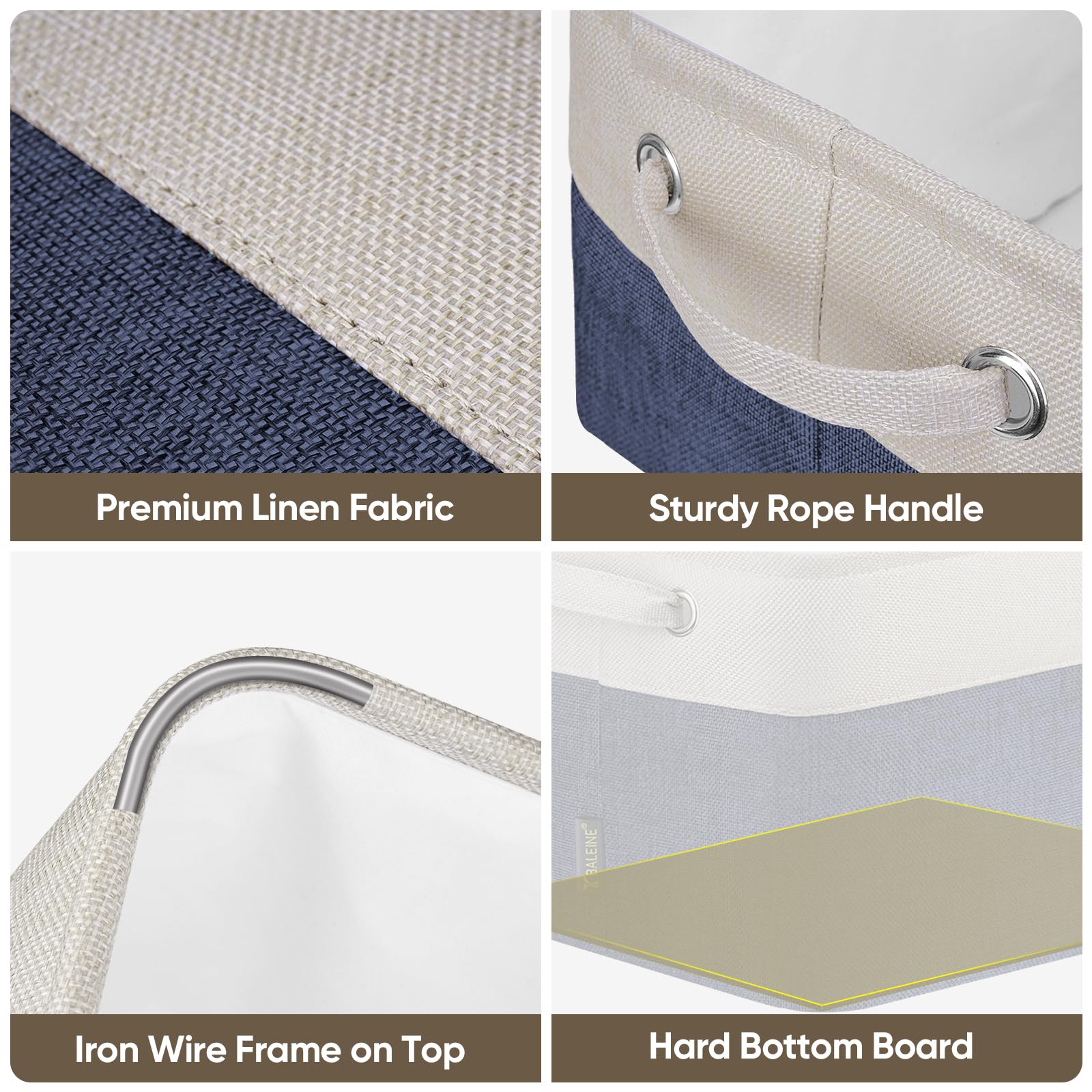 Baleine 2 Pack Fabric Storage Bins Storage Basket Closet Shelf Organizer For Closet Organizing, Decorative Large Linen Closet Or