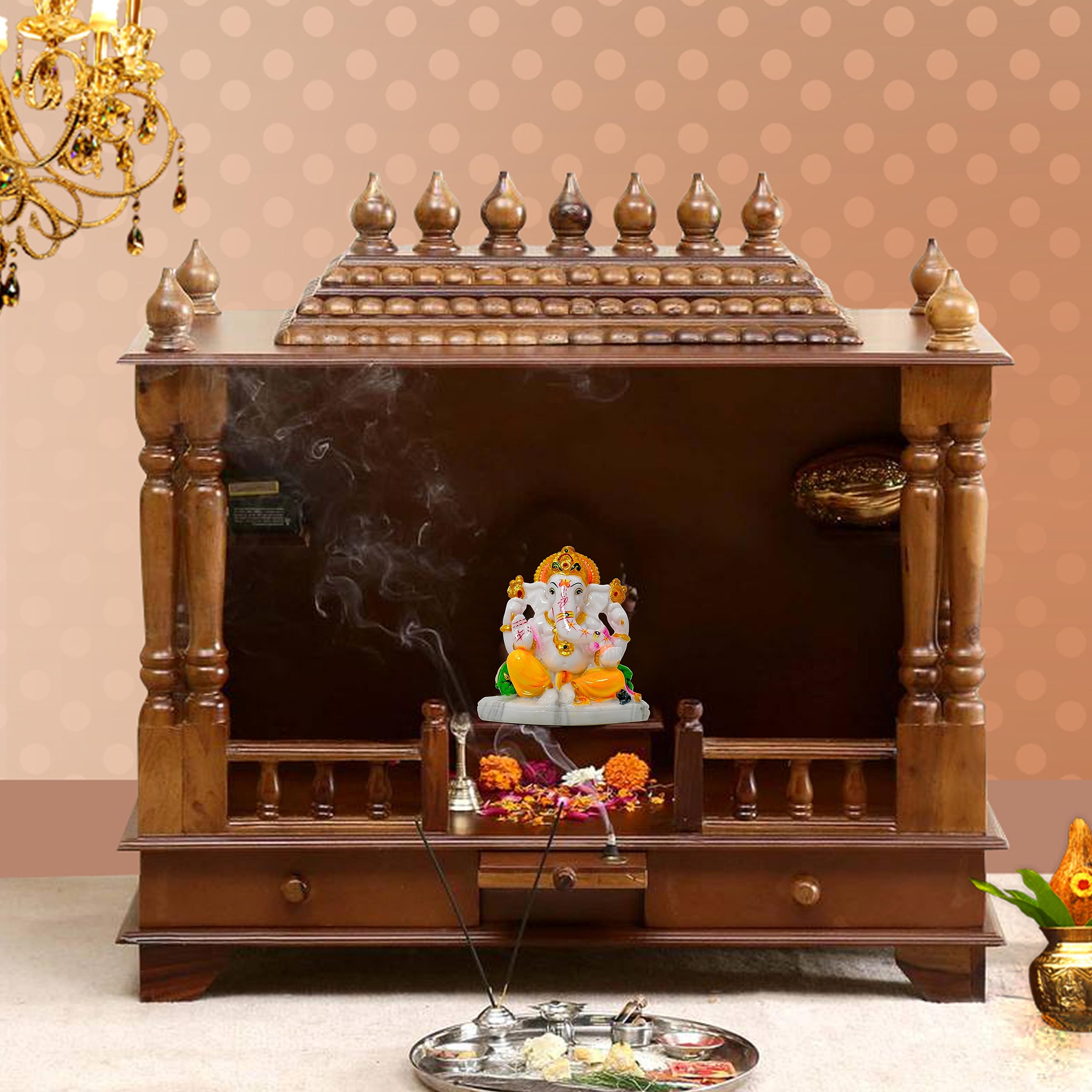 TRILOK IDOLS Ganesha Idol Handmade Marble Dust | Vinayaka Statue | Ganpati Statue | Ganesh ji murti | Ganesh Idol for Pooja Room