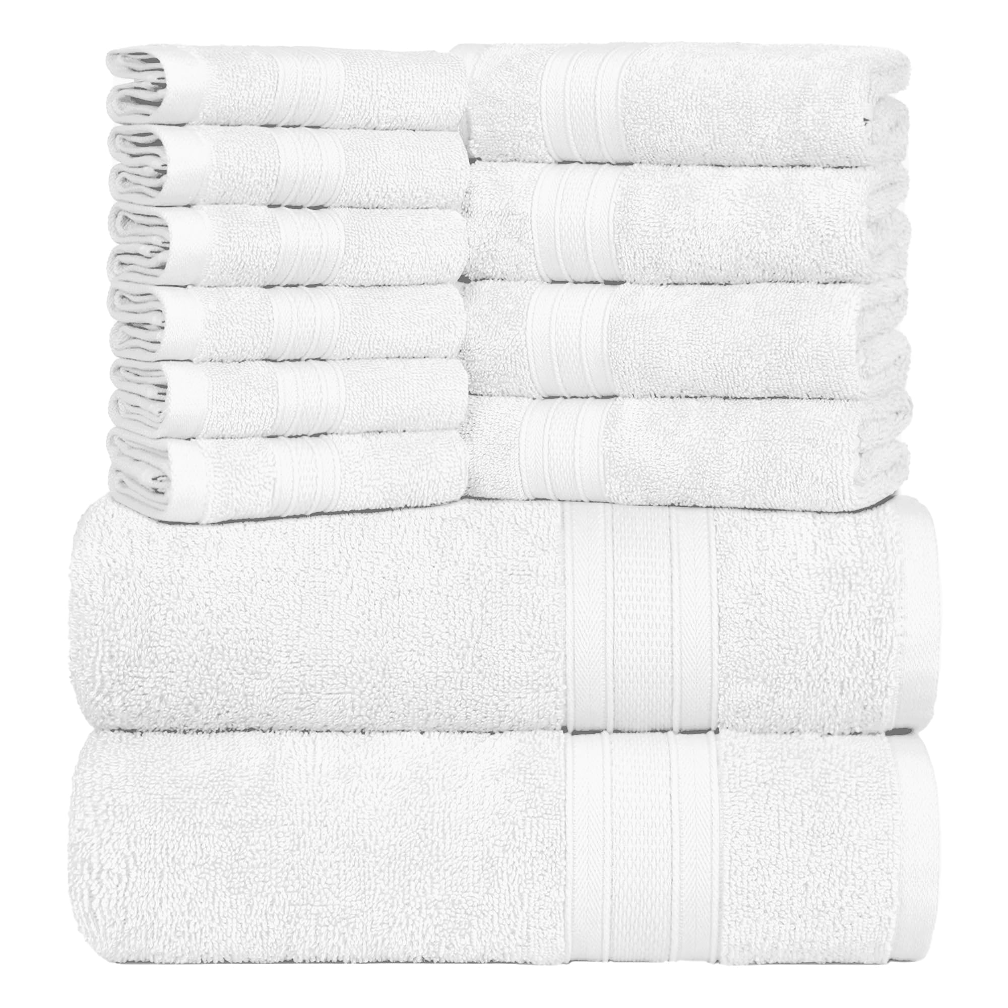 Trident Soft Comfort Air Rich Towels For Bath, 100% Cotton Towel, Super Soft, Highly Absorbent, 12 Pieces Towel Set, 500 Gsm - W