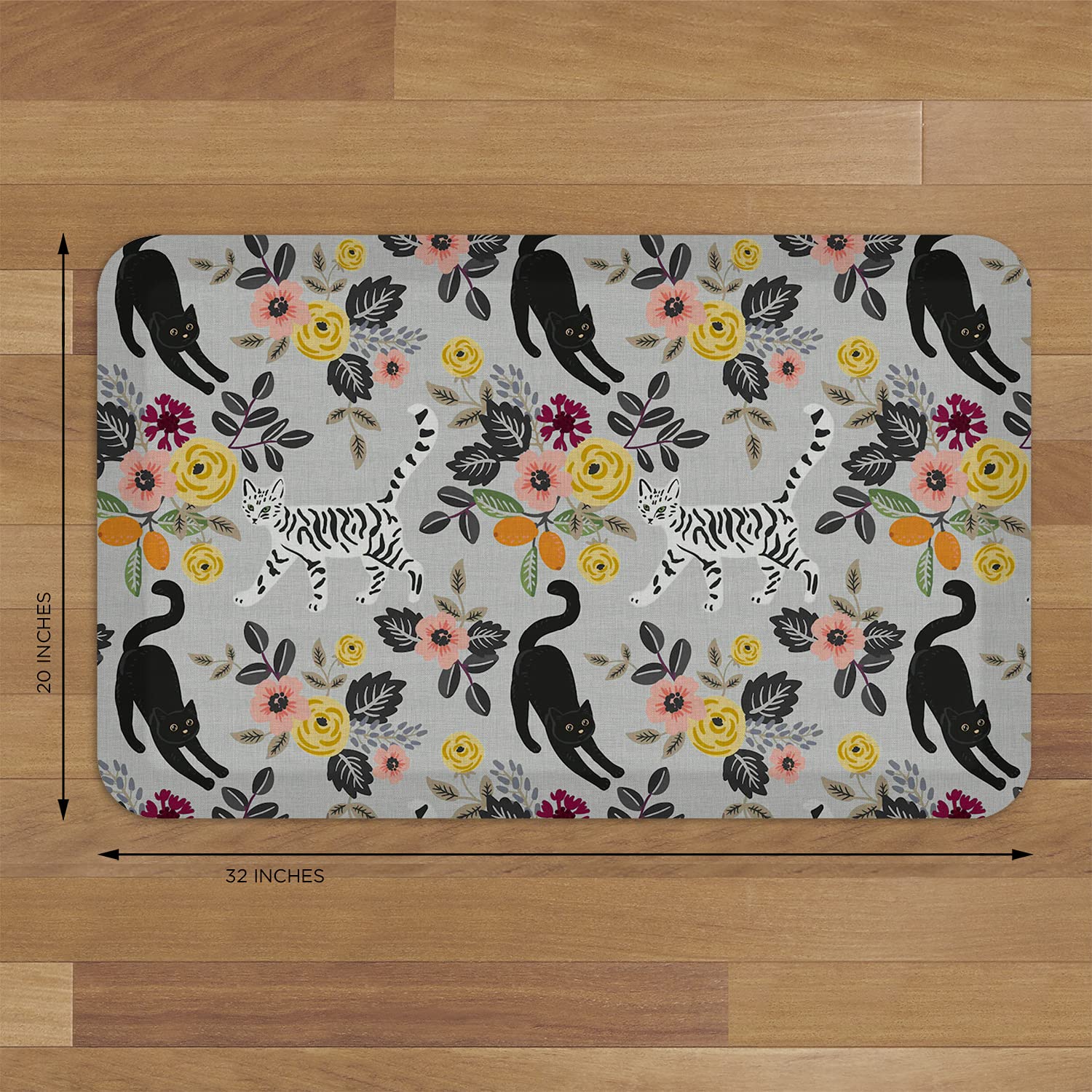 GelPro Designer Comfort Anti-Fatigue Kitchen Floor Mat  20 x 32  Funky Feline Grey Tabby