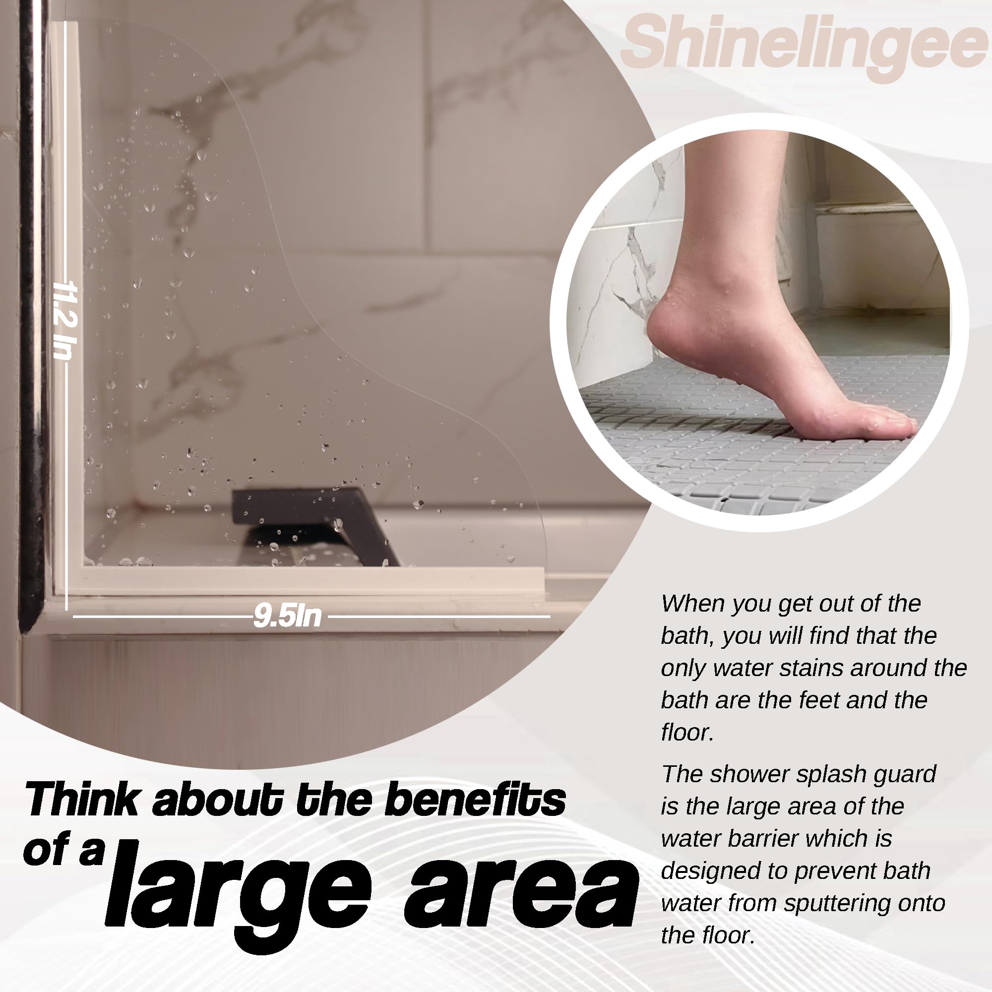 Shinelingee Shower Splash Guard 2 Pack - Large Acrylic Bathtub Water Barrier