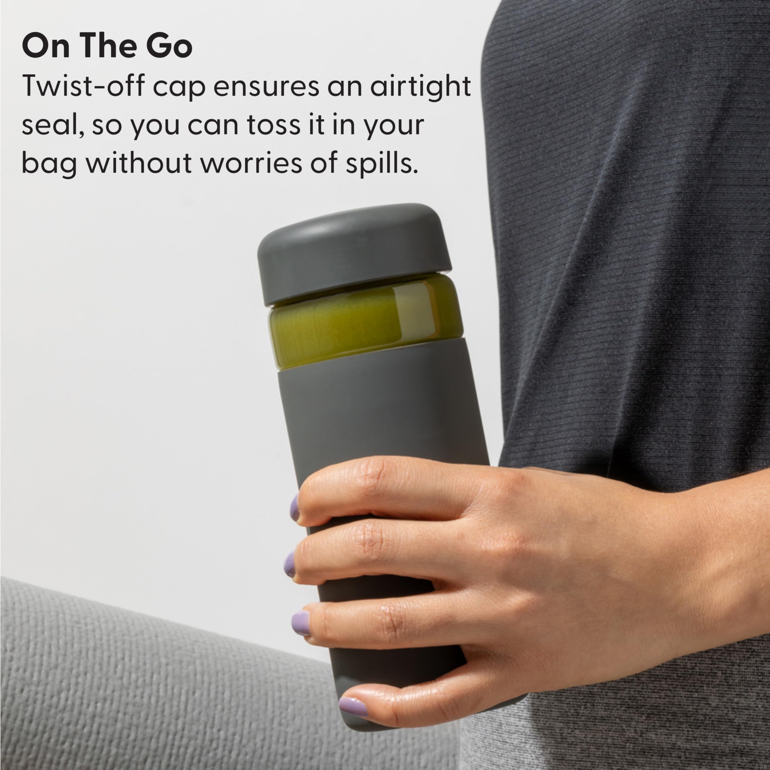 W&P Porter Glass Wide Mouth Bottle w/ Protective Silicone Sleeve  Mint 16 Ounces  On-the-Go  Reusable Bottle  Portable and Lightweight  Dishwasher Safe