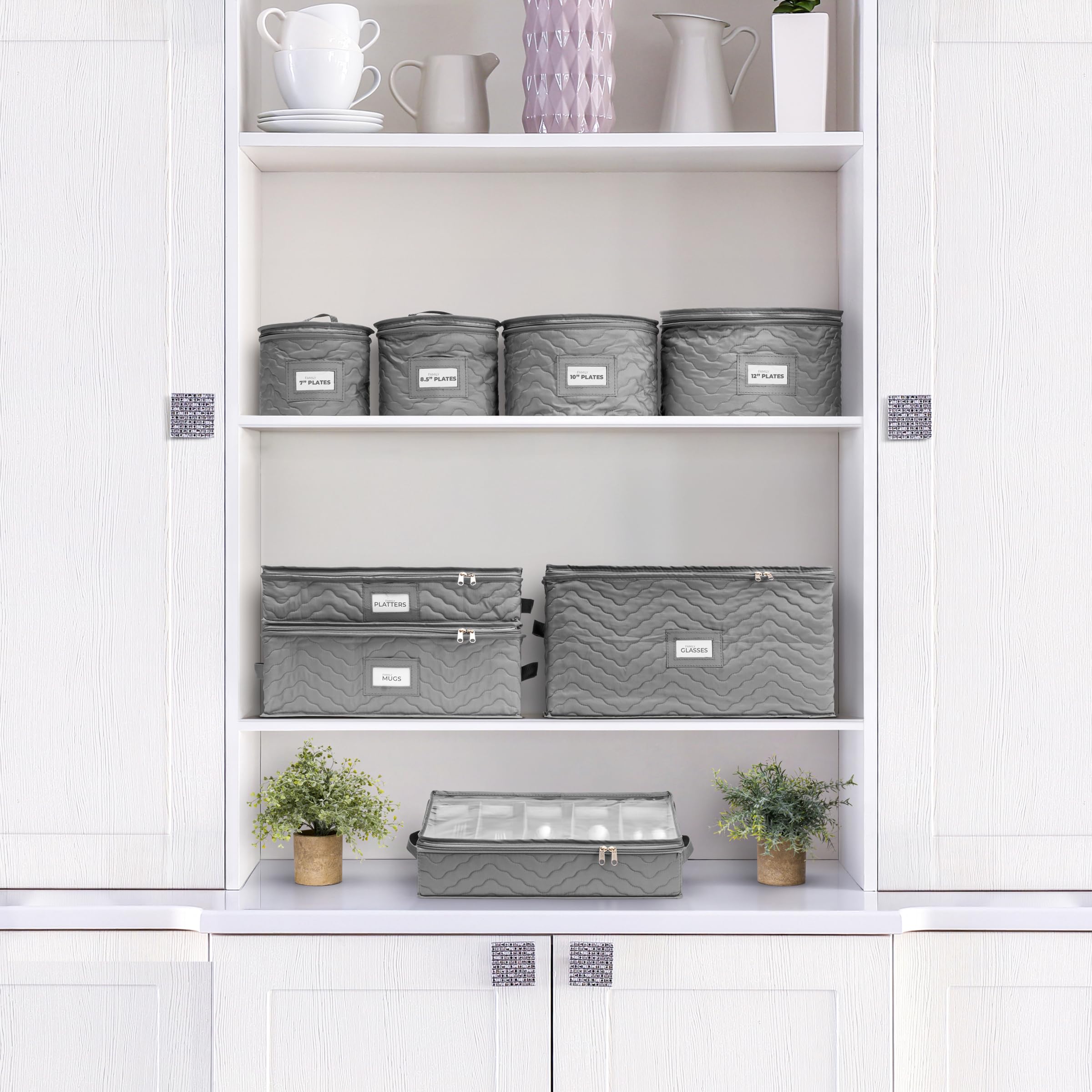 Sorbus China Storage Containers - Quilted Dish Storage Containers For Organizing, Moving Supplies, Party - 4 Stackable Plate Car