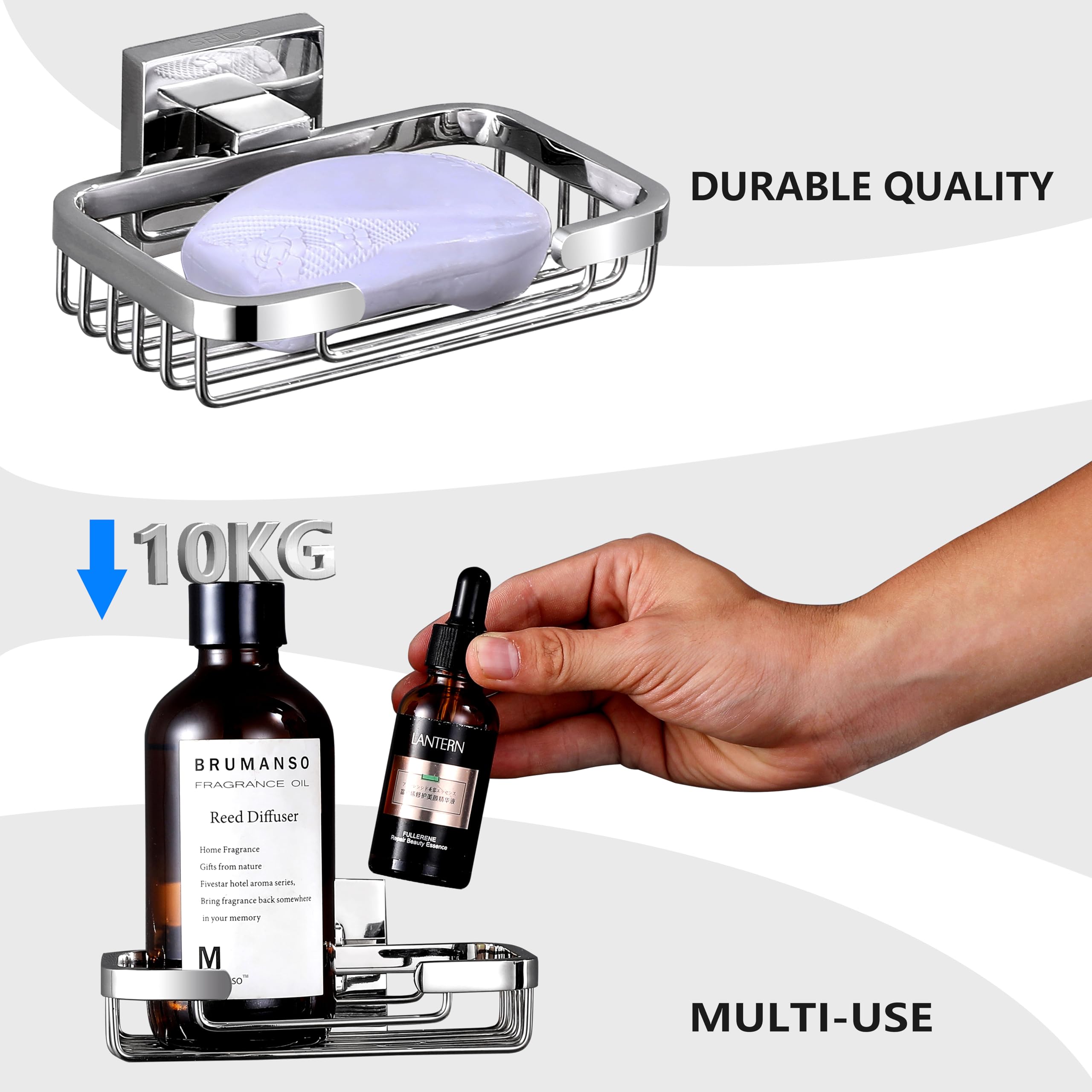 Seido 304 Stainless Steel Soap Dish Holder, Wall Mounted Soap Dish Holder For Shower Wall Bathroom & Kitchen Dish Soap Tray Poli