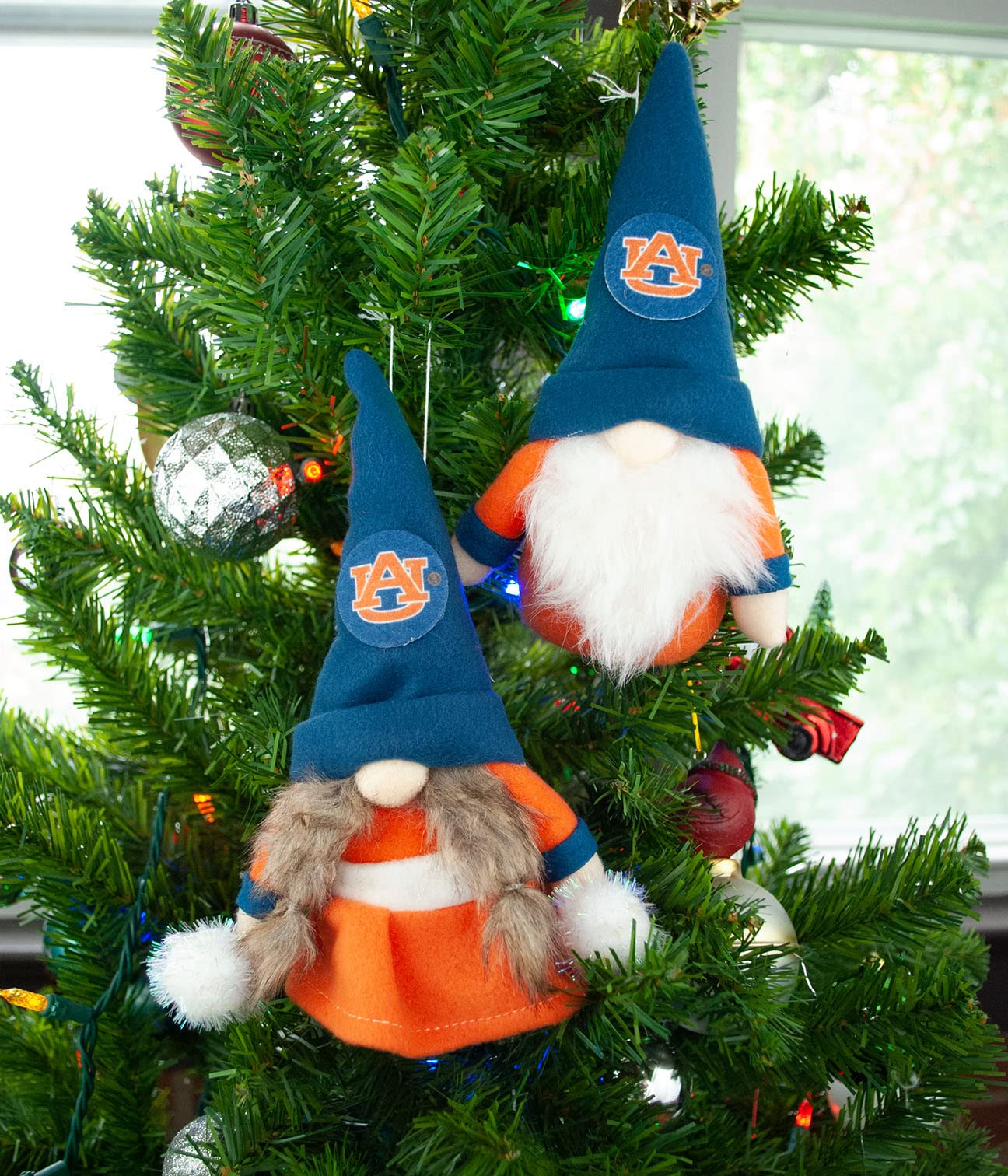 Auburn University Tigers Set of 2 Plush Gnome Christmas Tree Ornaments by Hannas Handiworks - Fan/Cheerleader Holiday/Dorm Decor