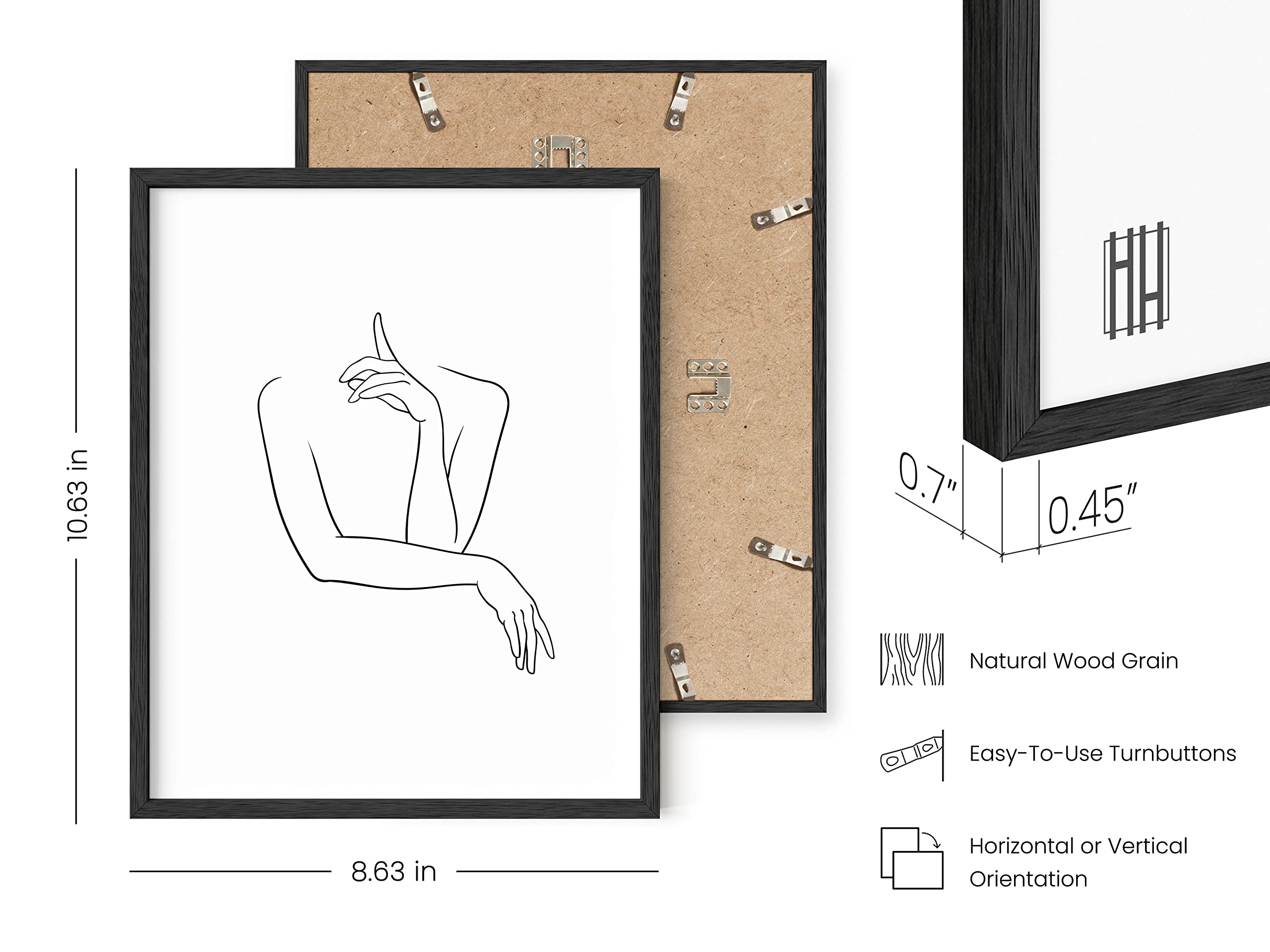 Ripgrip Minimalist Wall Art - Set Of 4 Woman Silhouette Line Drawings, Room Aesthetic Posters, Abstract Decor (Black Frame, 8X10