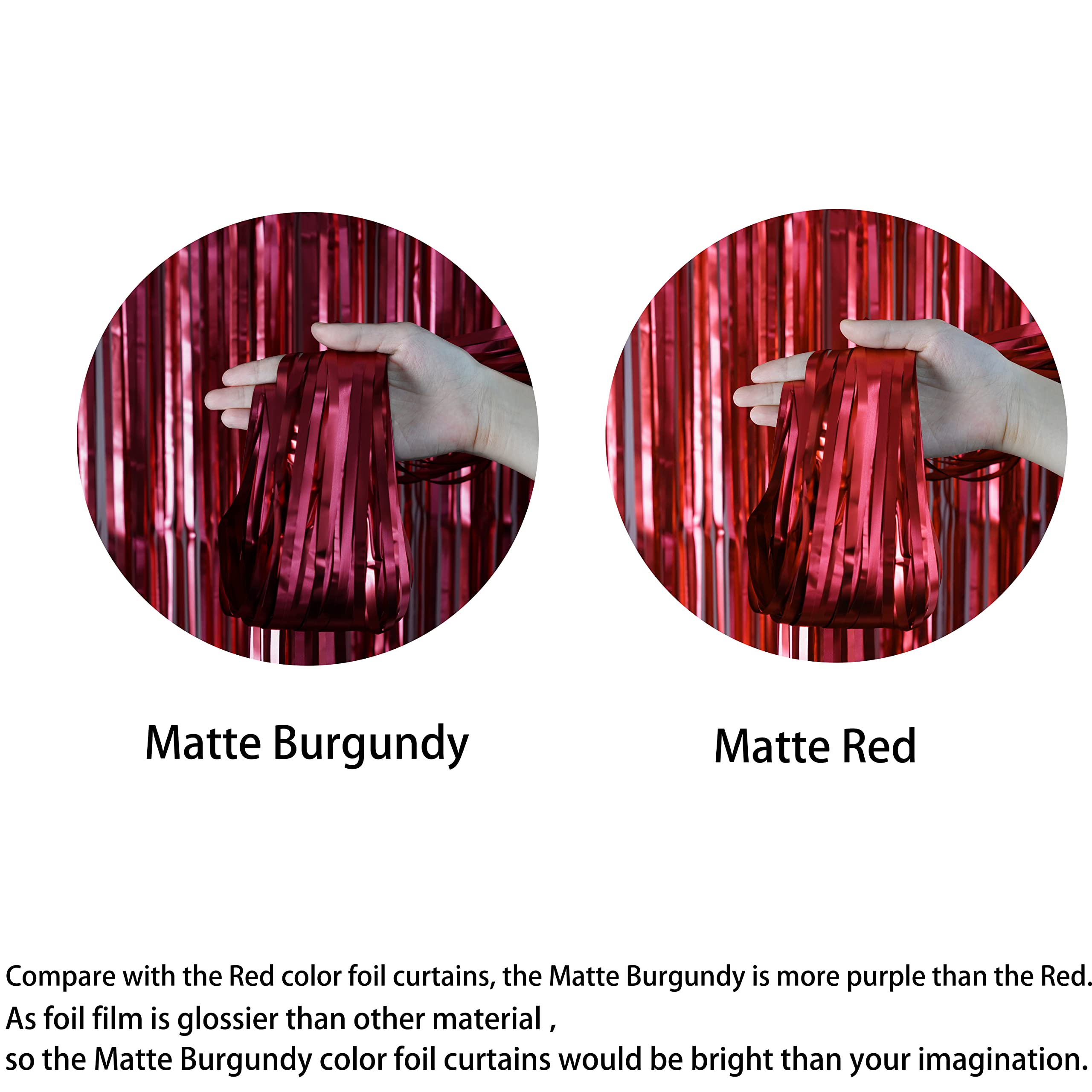 Burgundy Bachelorette Party Tinsel Foil Fringe Curtains For Wedding Anniversary Bridal Shower Happy Birthday Valentines Mothers