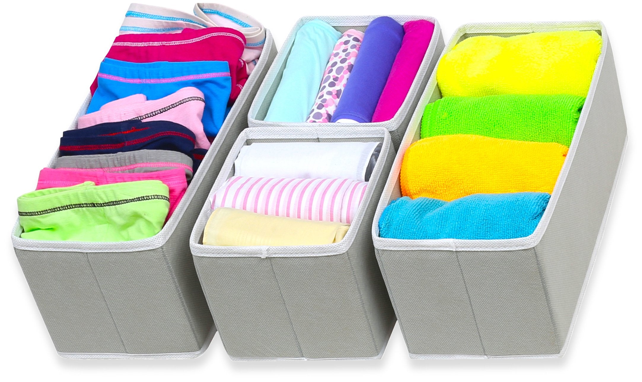 Simple Houseware Foldable Cloth Storage Box Closet Dresser Drawer Divider Organizer Basket Bins for Underwear Bras, Gray (Set of
