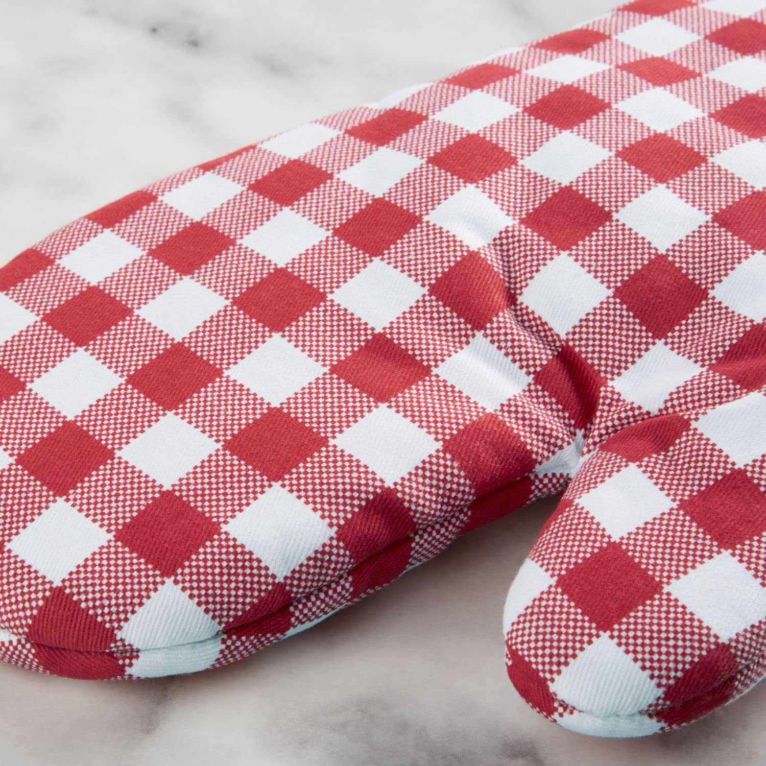 KitchenAid Gingham Oven Mitt Set, Cotton, Passion Red, 7"x13", Model O2017474TDKA 32RD, 2-Pack