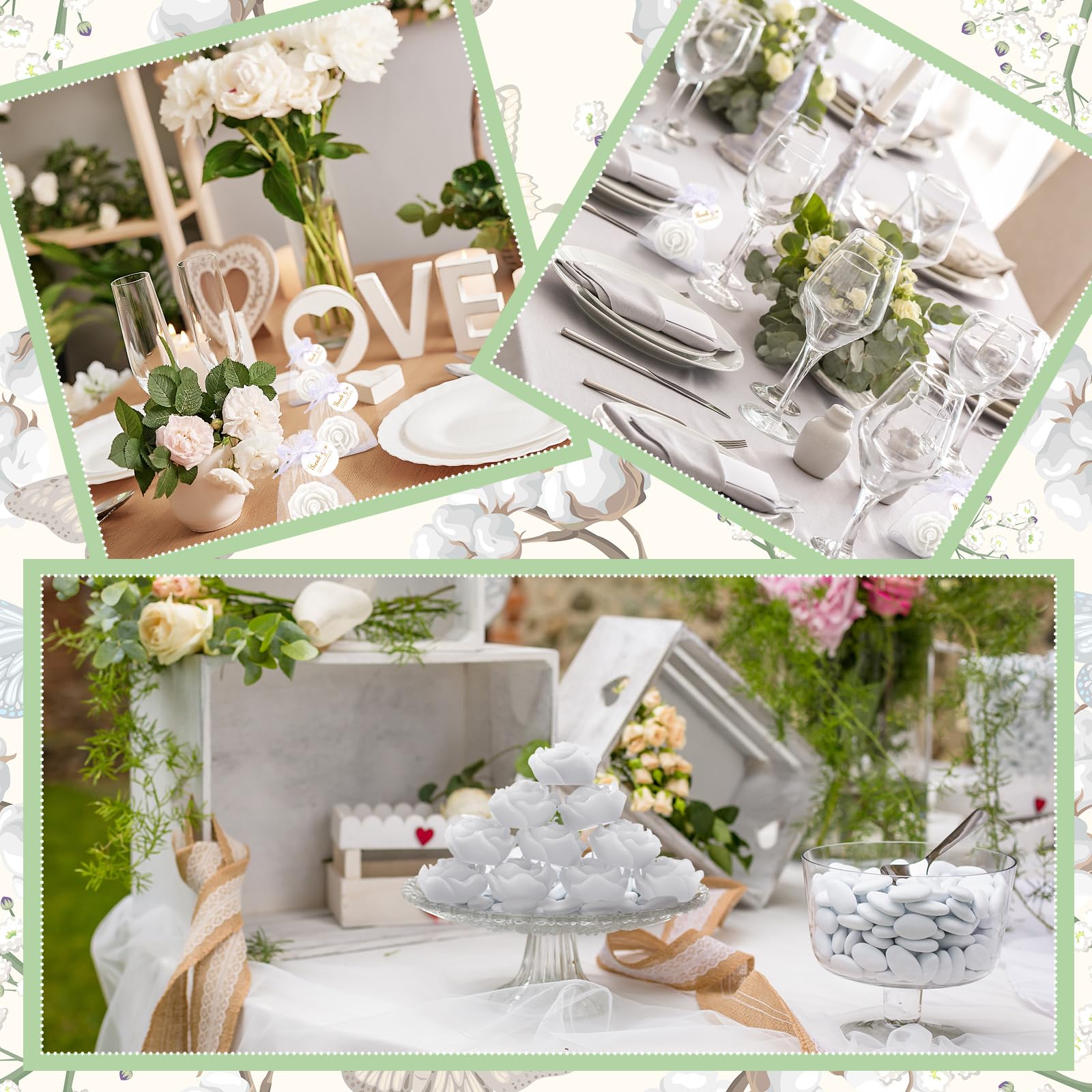 Treela 24 Set Flower Candles Wedding Favor for Guests Mini White Rose Shaped Tealight Candles for Return Gift Wedding Birthday B