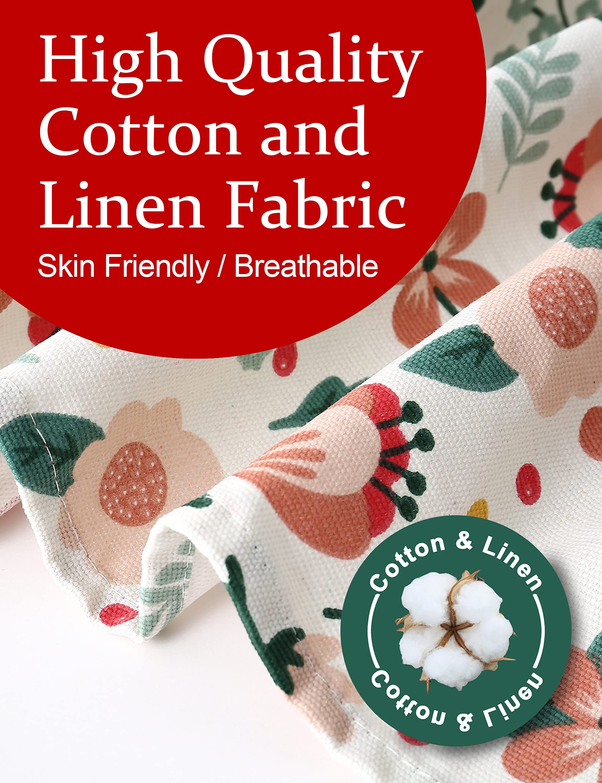 Apronner Cotton Linen Baking Plus Size Aprons For Women With Pockets Kitchen Cooking Pink Flower