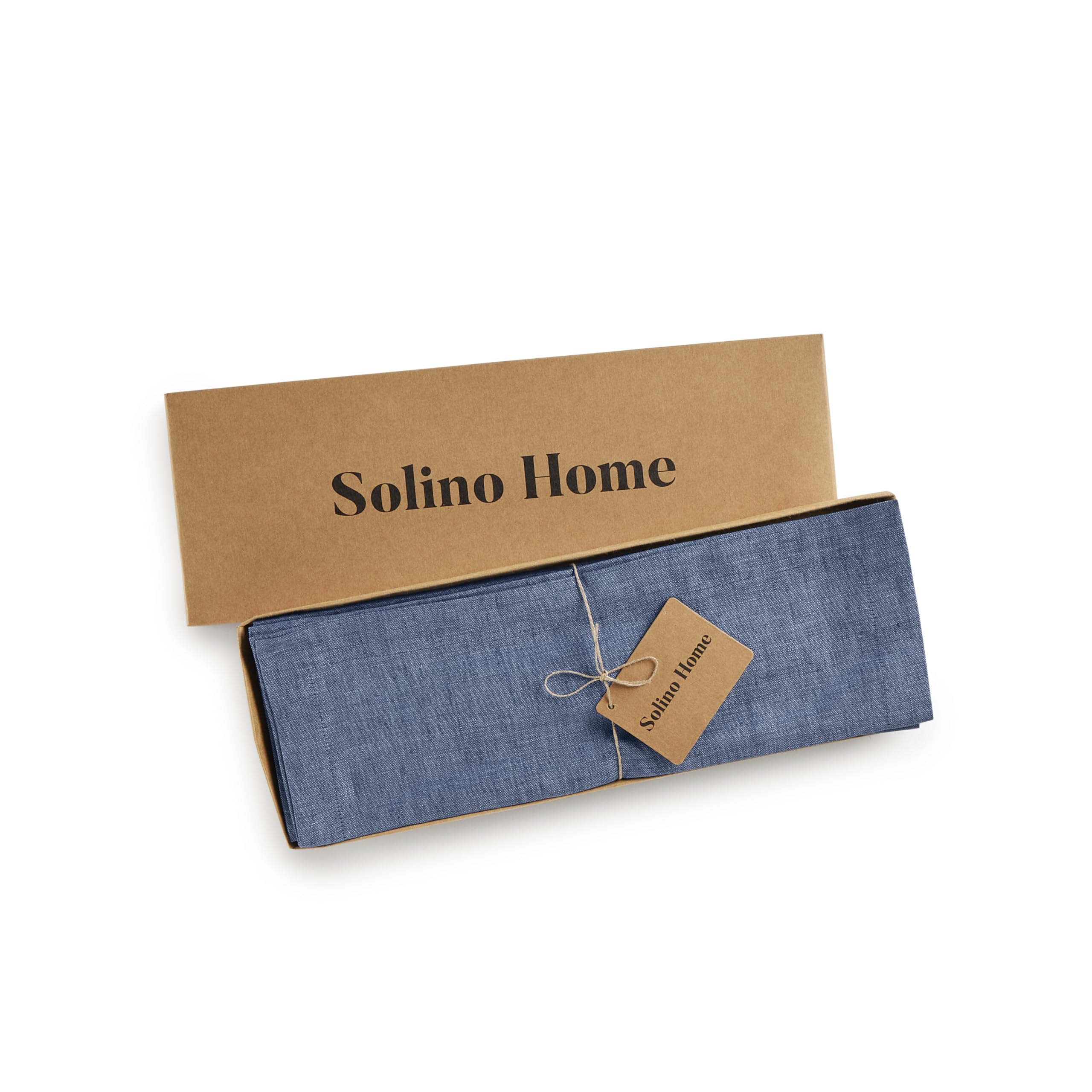 Solino Home Linen Placemats 19'' L X 14'' W Inch - 100% Pure Linen Blue Denim Cloth Placemats Set Of 4 - Athena, Washable Fabric