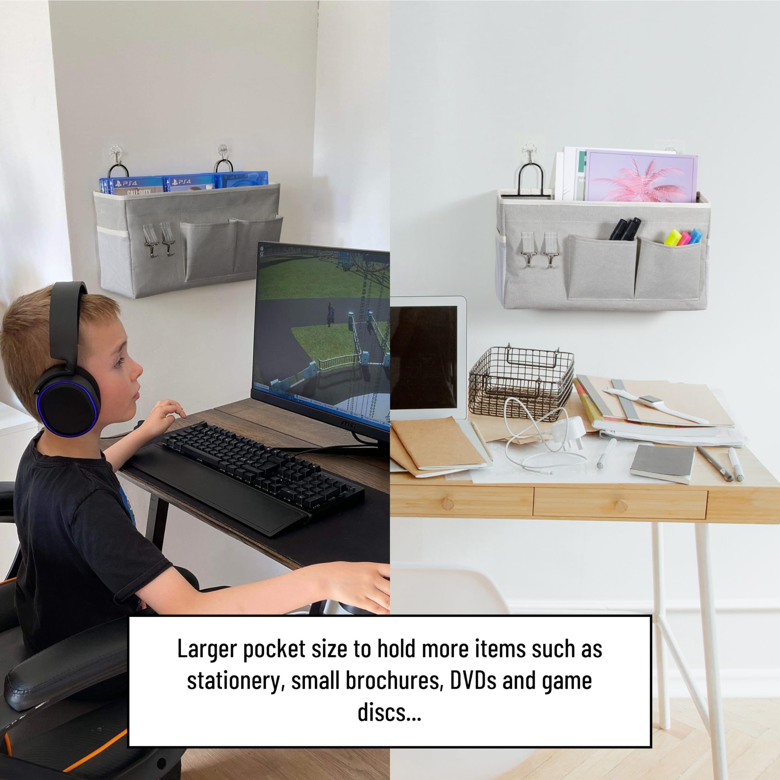 Hzzty Brny 2Pcs Large Wall Hanging Storage Bag, Door Closet Linen Fabric Pockets Organizer, Waterproof Multi Functional For Livi