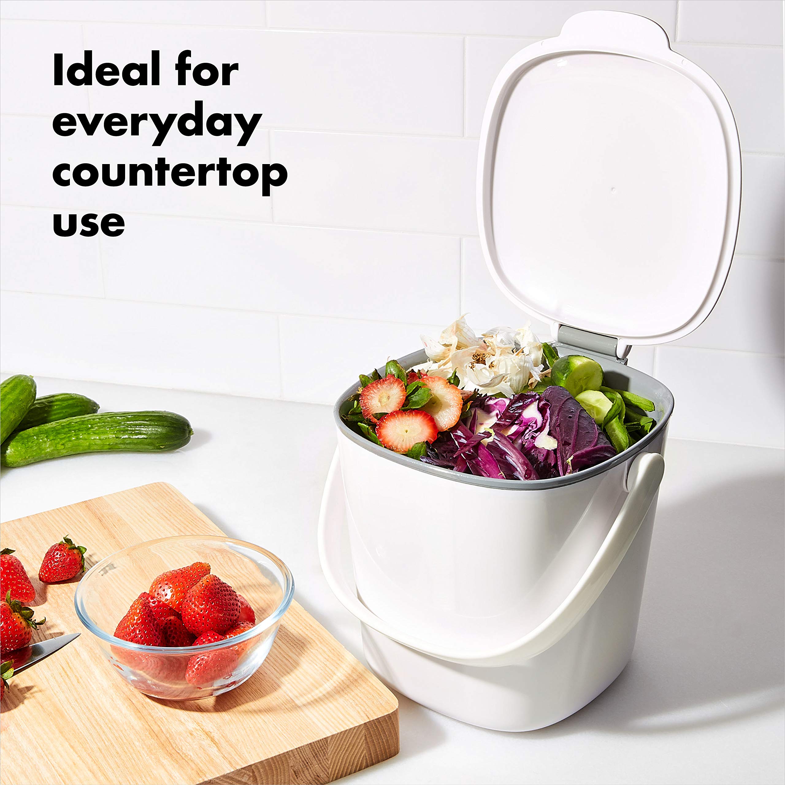 Oxo Good Grips Easy-Clean Compost Bin, White - 0.75 Gal